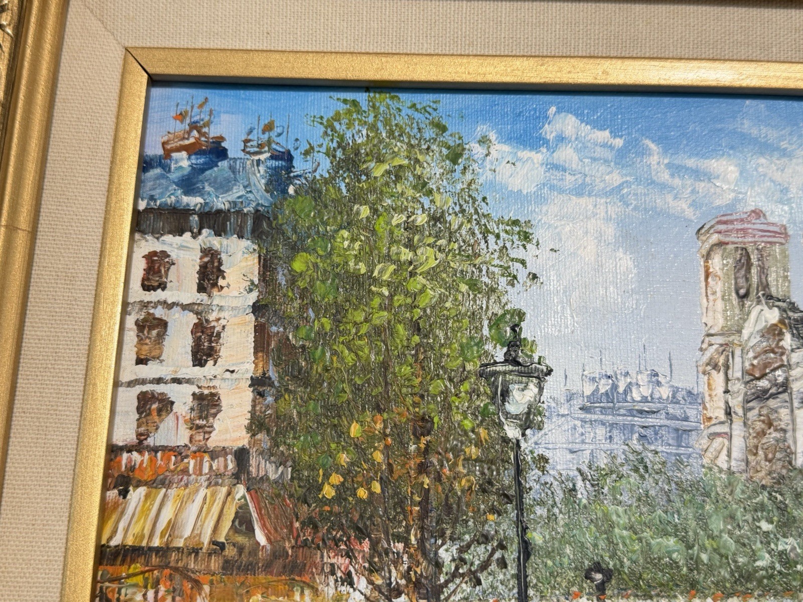 Impressionist Paris Scene Painting Caroline Burnett Gilt Frame
