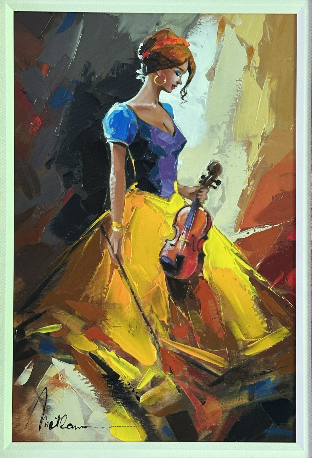 Anatoly Metlan «Seville XXXVIII» Oil Painting on Canvas, Framed, COA
