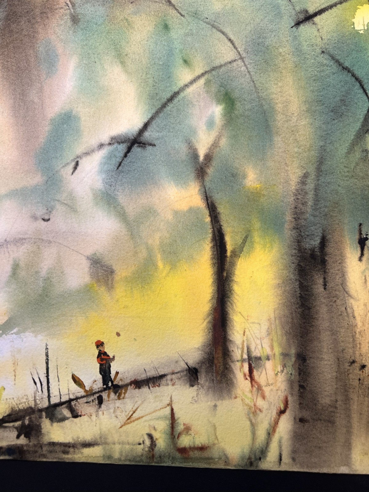 Landscape in Woods–Mid 20th C. Medium Size Watercolor Painting–Charlotte Hoffman