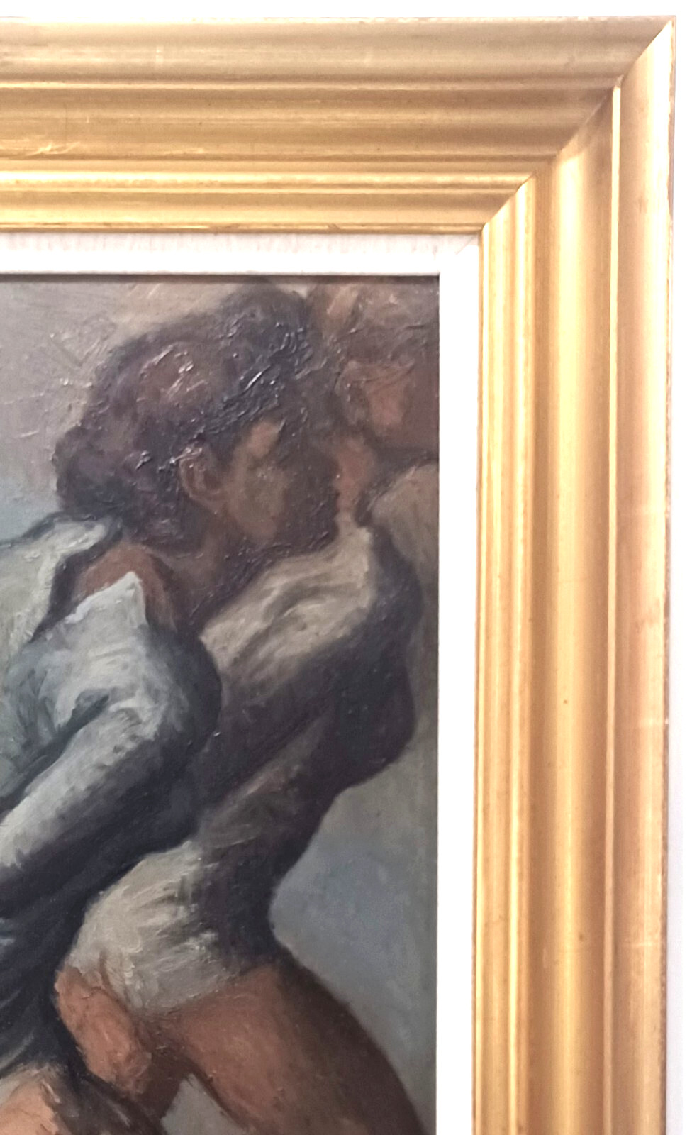 MOSES SOYER LISTED AMERICAN WPA SIGNED ORIG OIL on MASONITE TWO WOMEN FIGURAL