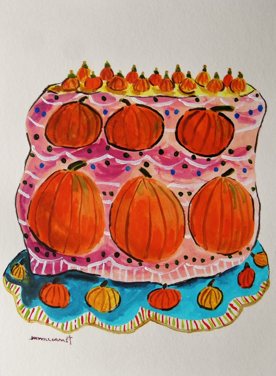 Original Bakery Sketch Cake Food Watercolor Impressionism