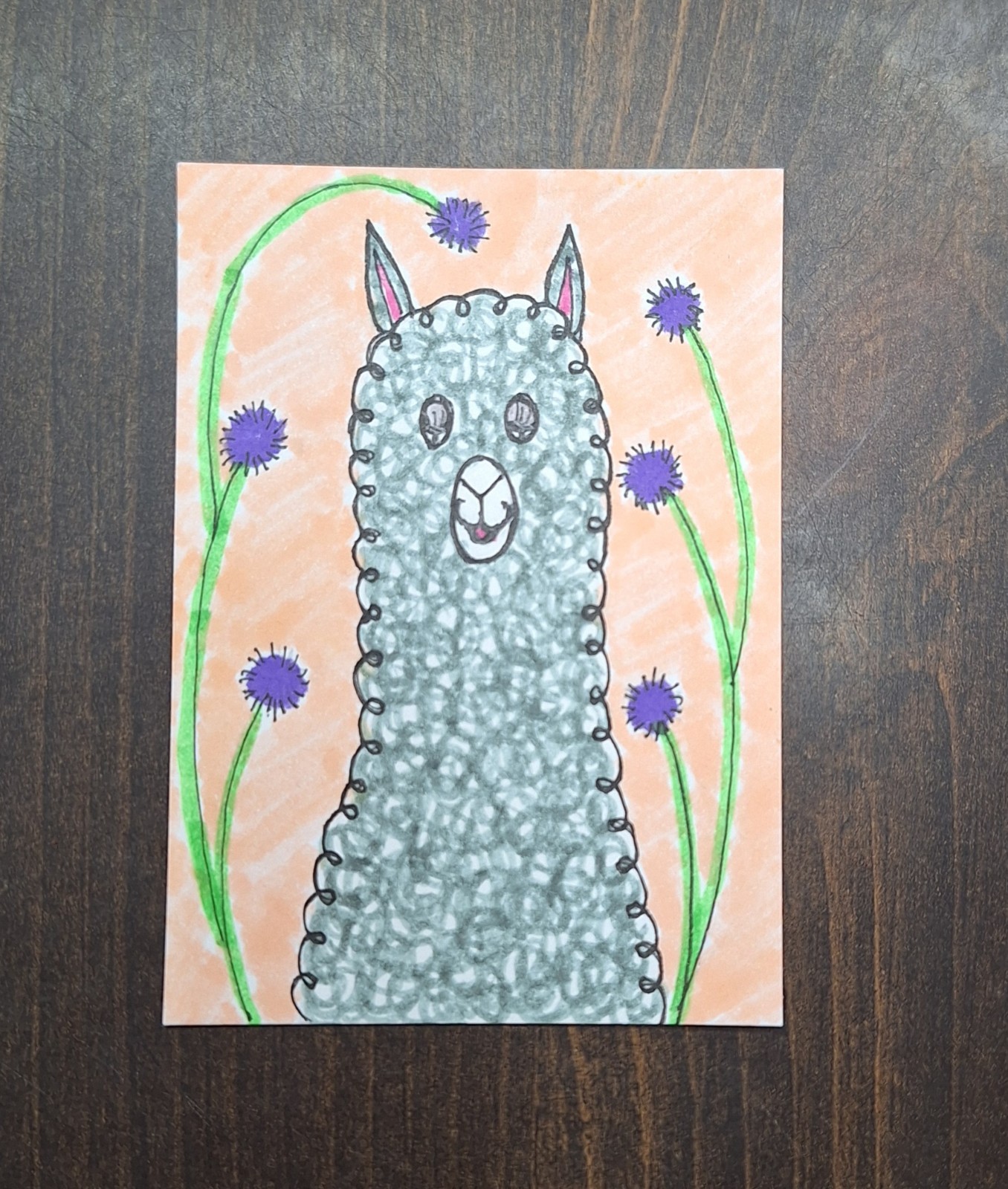 ACEO Original Alpaca Llama Watercolor Painting by Sandrajean Smith