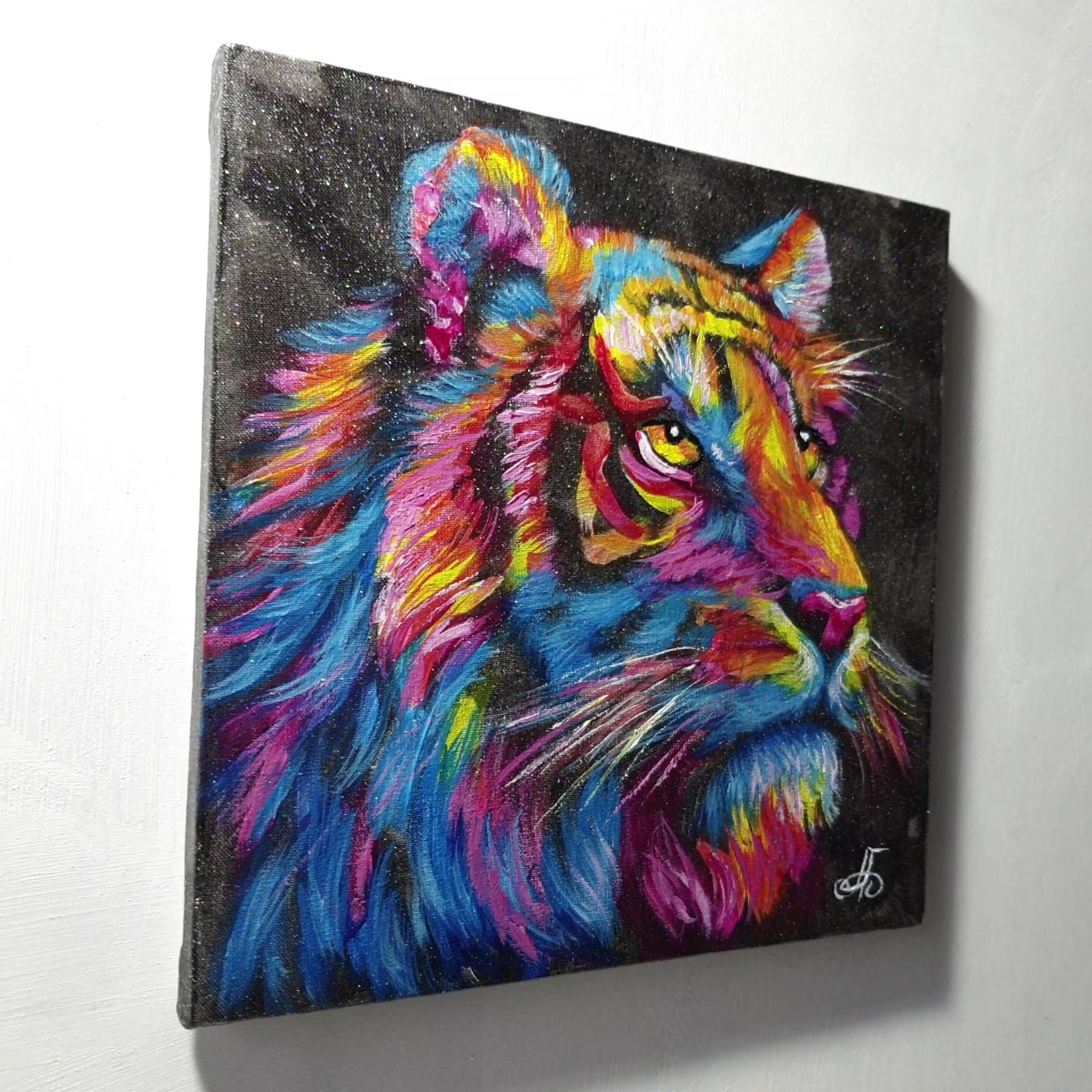 Tiger Colorful Original Acrylic Animal Painting Impressionist Ukraine Artist