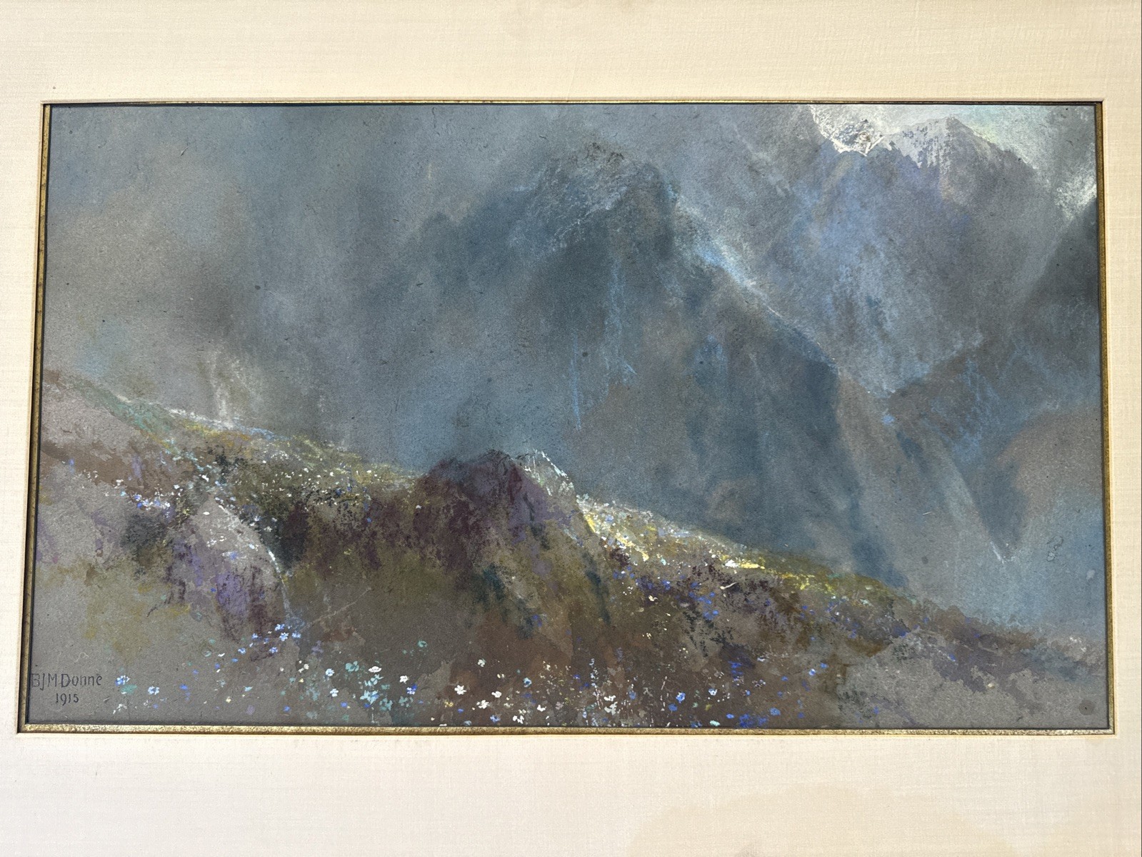 ANTIQUE LANDSCAPE PAINTING 1910’S IMPRESSIONIST MOUNTAIN TOPS IMPRESSIONIST 1915