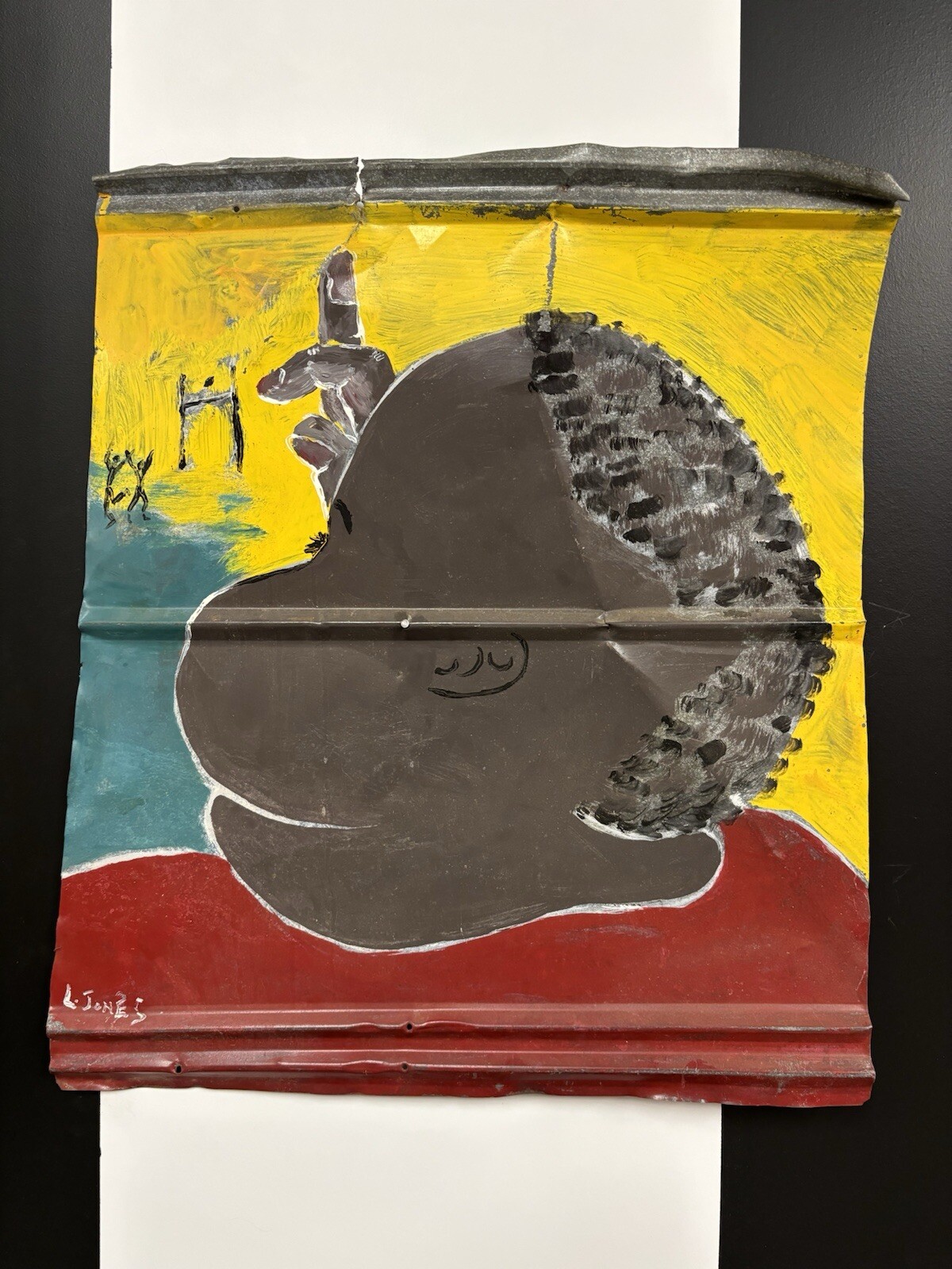 Leonard Jones Georgia Folk Outsider Art Football Painting Tin African American