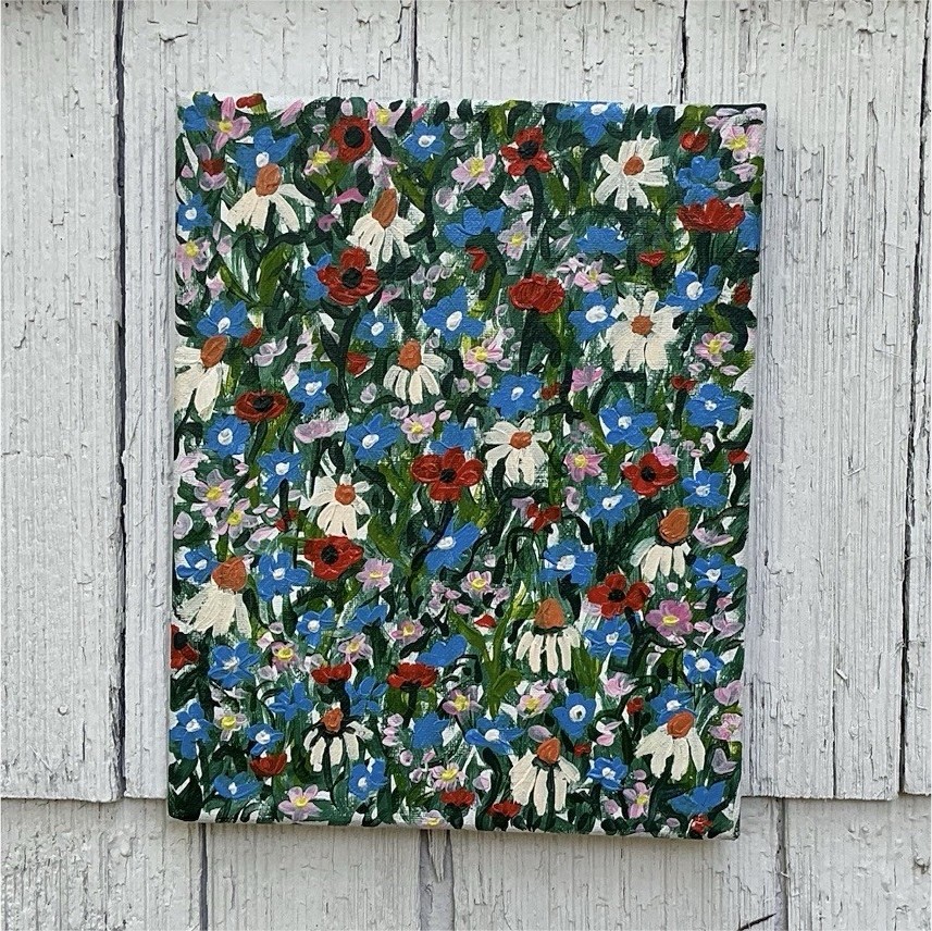 Abstract Floral Flowers Painting, Unframed, Single Piece Wall Art