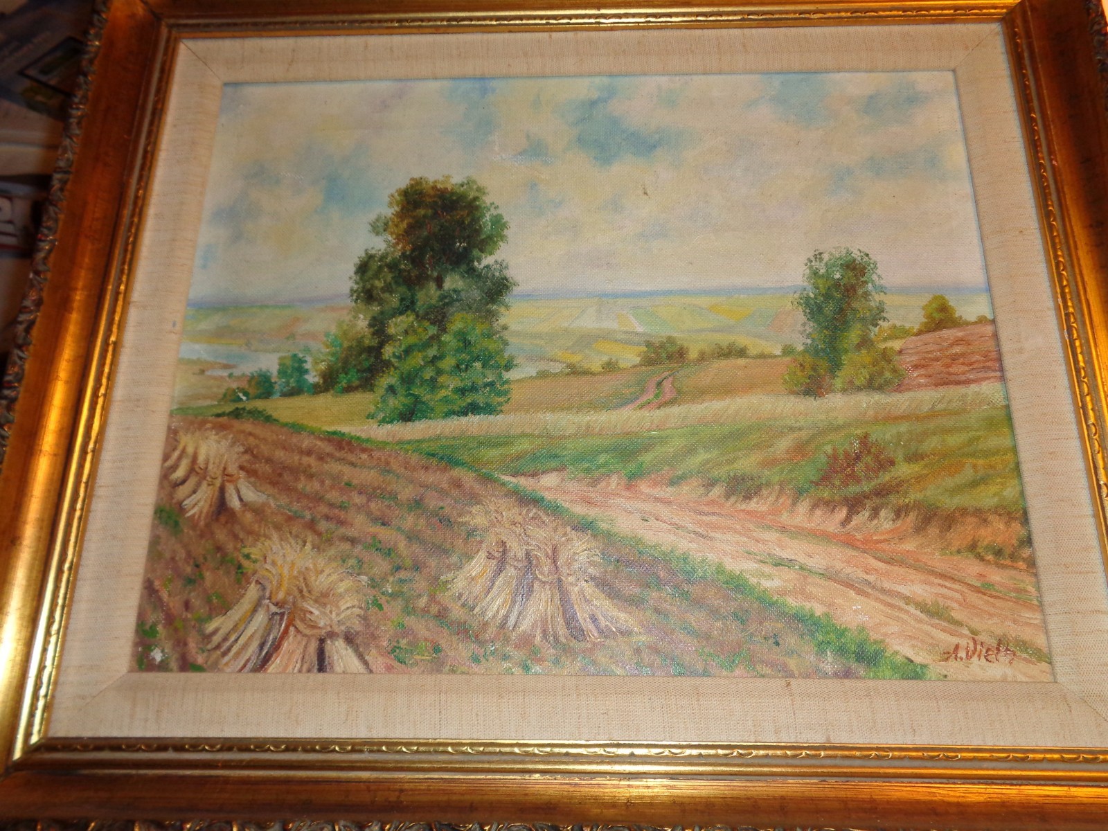 A. Vielh «Farm Hayfields in Fall: OCF c.1925 Landscape fields