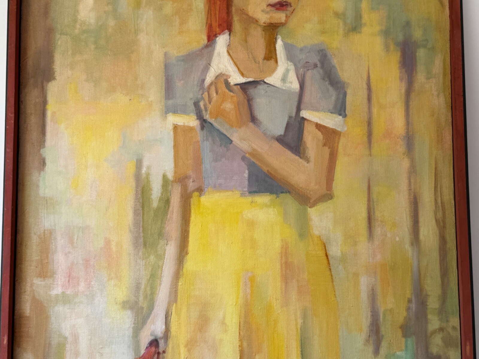 Oklahoma Hooker Mystery Artist Girl Portrait Oil Painting Vtg Contemporary Art