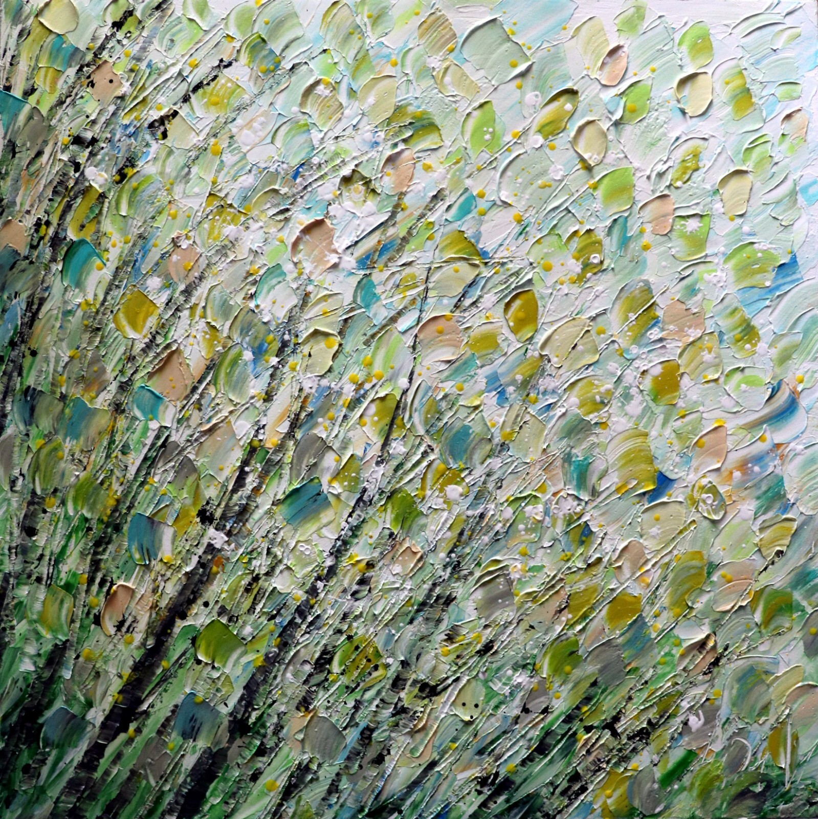 Nature Inspired, Original Painting, Botanical Abstract, Textured Impasto 30×30
