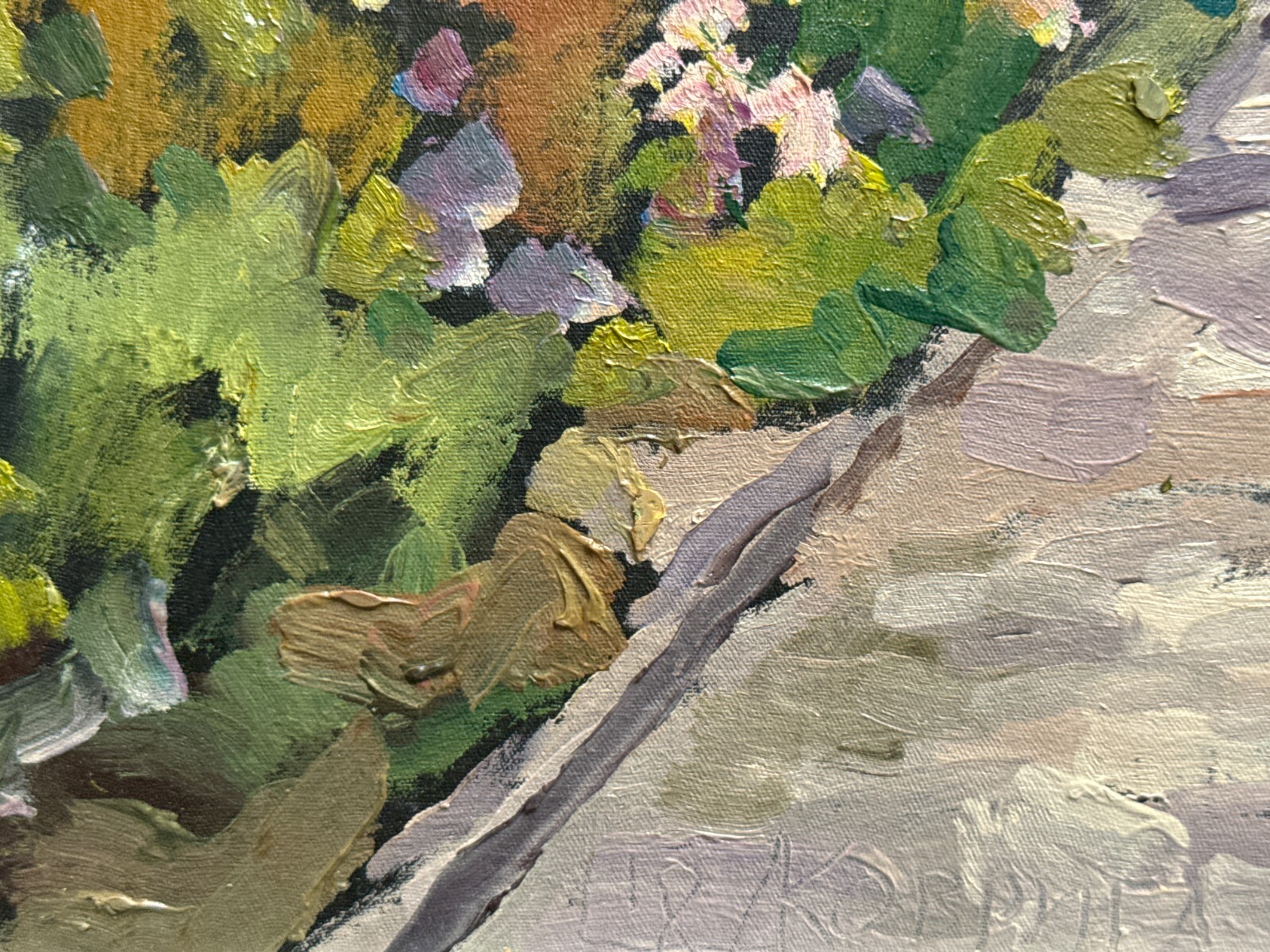 Oil painting Lviv Botanical Garden Ukrainian painter Canvas Framed original art
