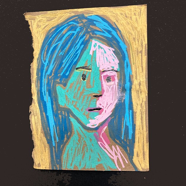 Portrait Painting Woman Girlfriend Pal Expressive Naive Outsider Art Miz Katie