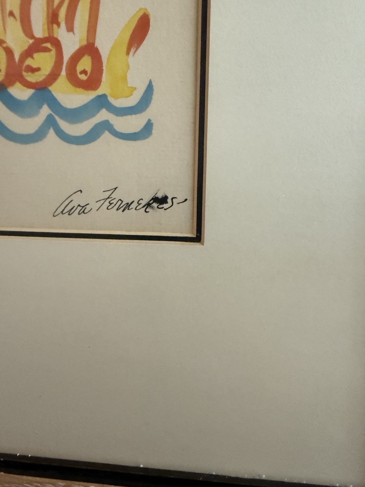 Ava Fernekes painting Vintage signed Listed WI artist 23x 18 1/2 Olaf Of Norway