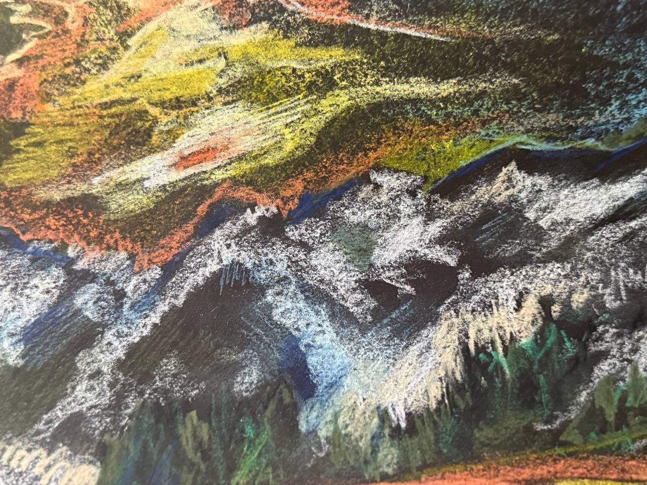 Painting by the Ukrainian artist «The Sun Wakes Up in the Mountains» pastel