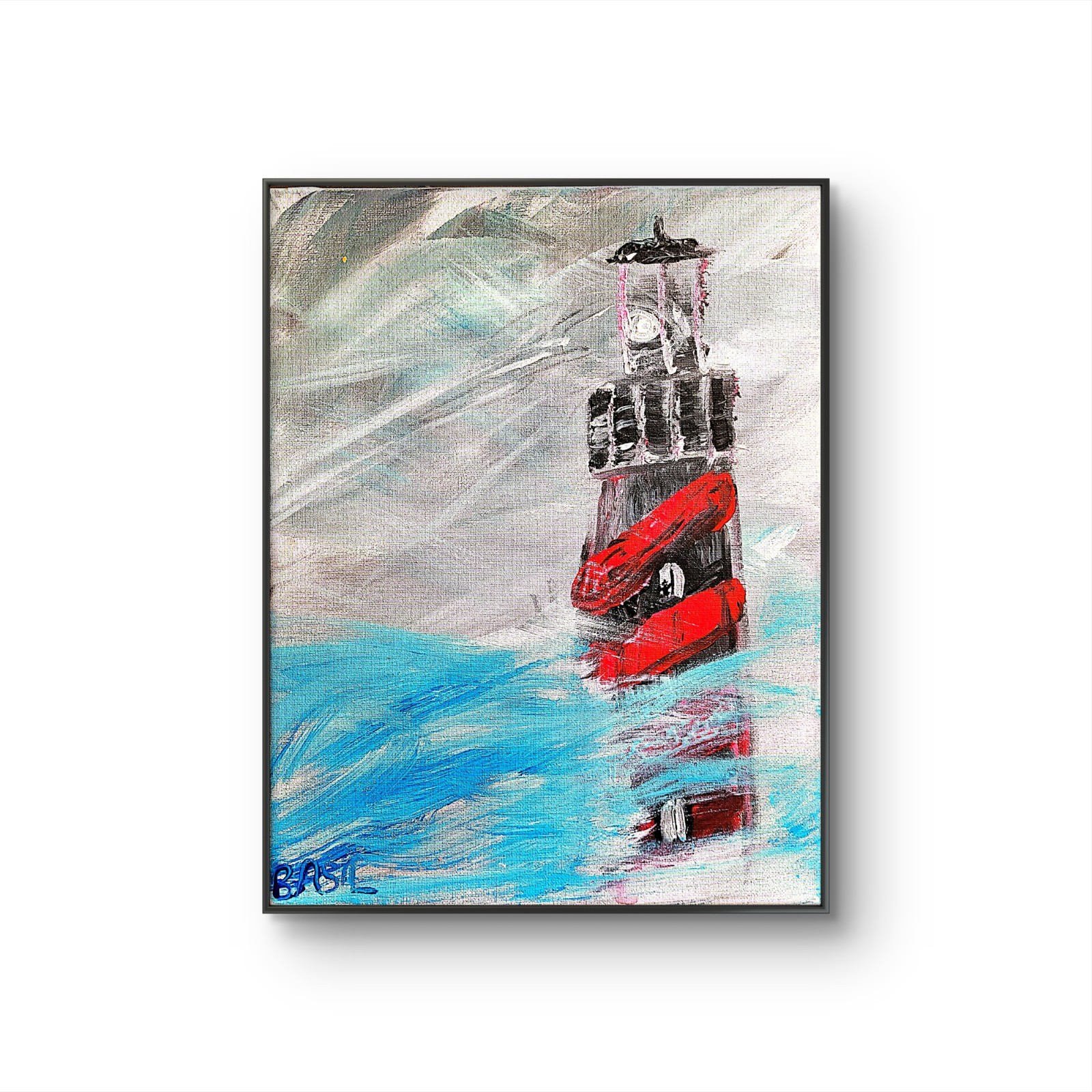 Lighthouse Colorful Neo Expressionist Original Wall Art Canvas 11×14