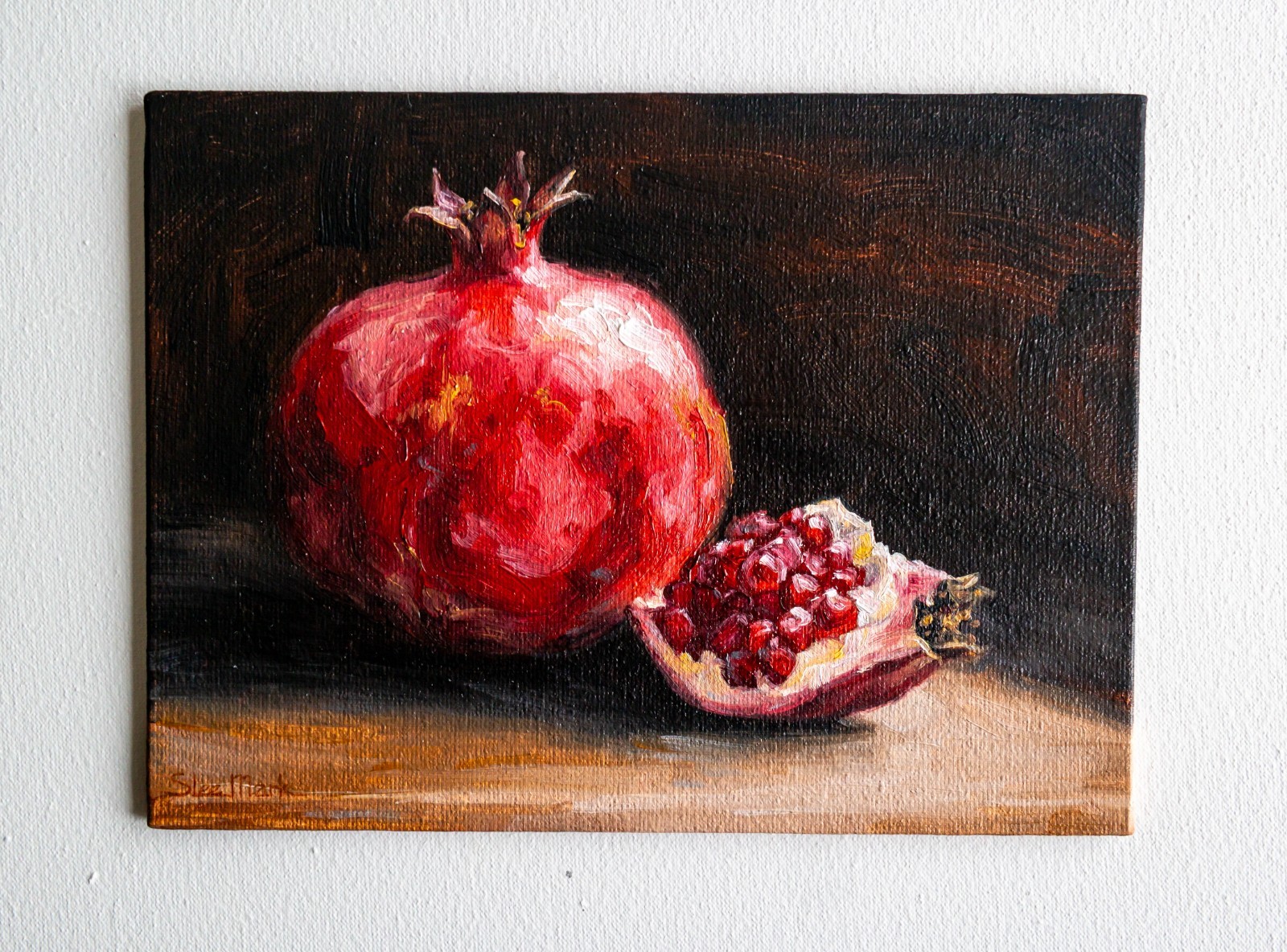 Pomegranates 8″ by S.Lee Mark – Still life oil painting Fruit Home Décor art