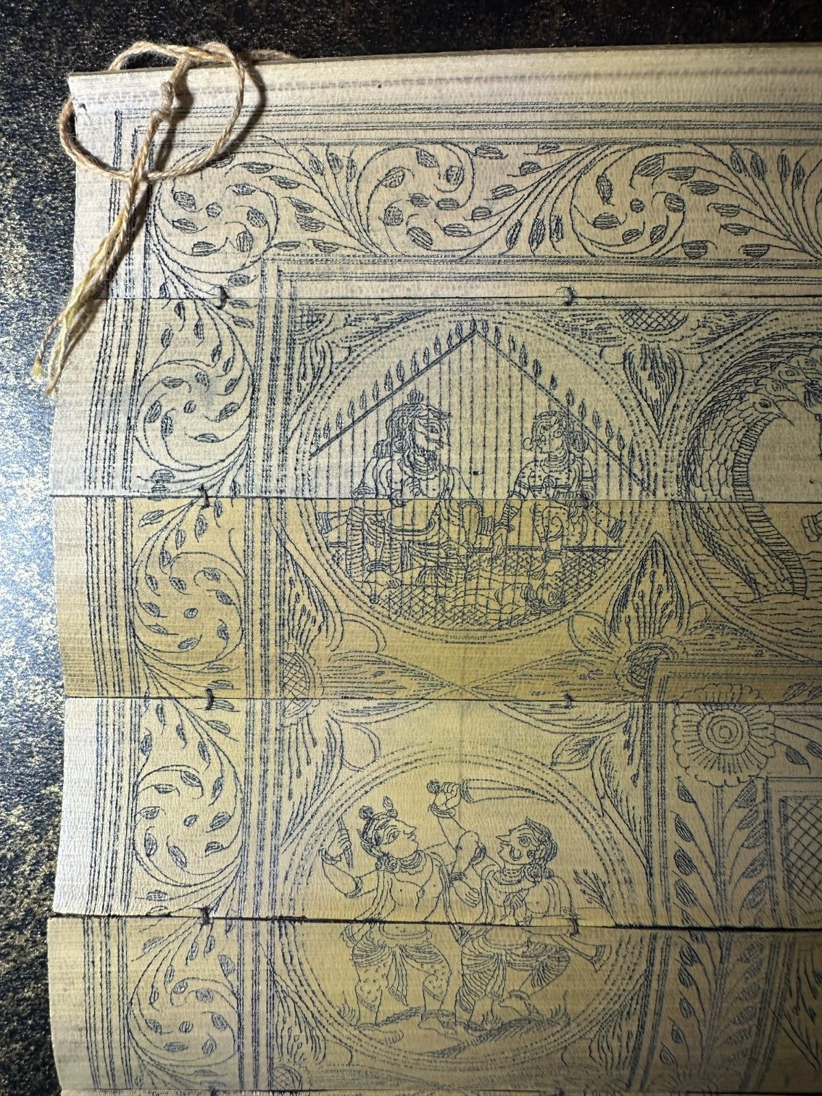 Tala Pattachitra Original Handmade Palm Leaf Engraving Framed Matted 20″ x 26″