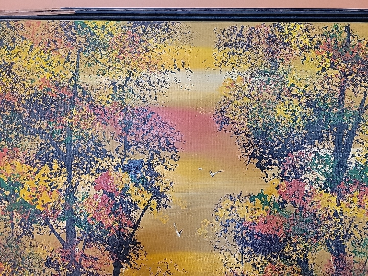 Autumn Fall Foliage Trees Nature Sunset C. Roberts Signed Oil Painting MCM READ
