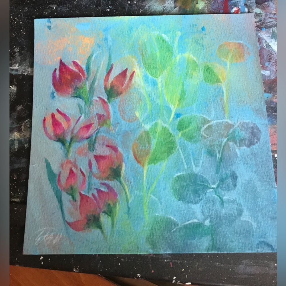 ORIGINAL Floral Painting Wild flowers Art Nature artwork Surrealism Artwork USA