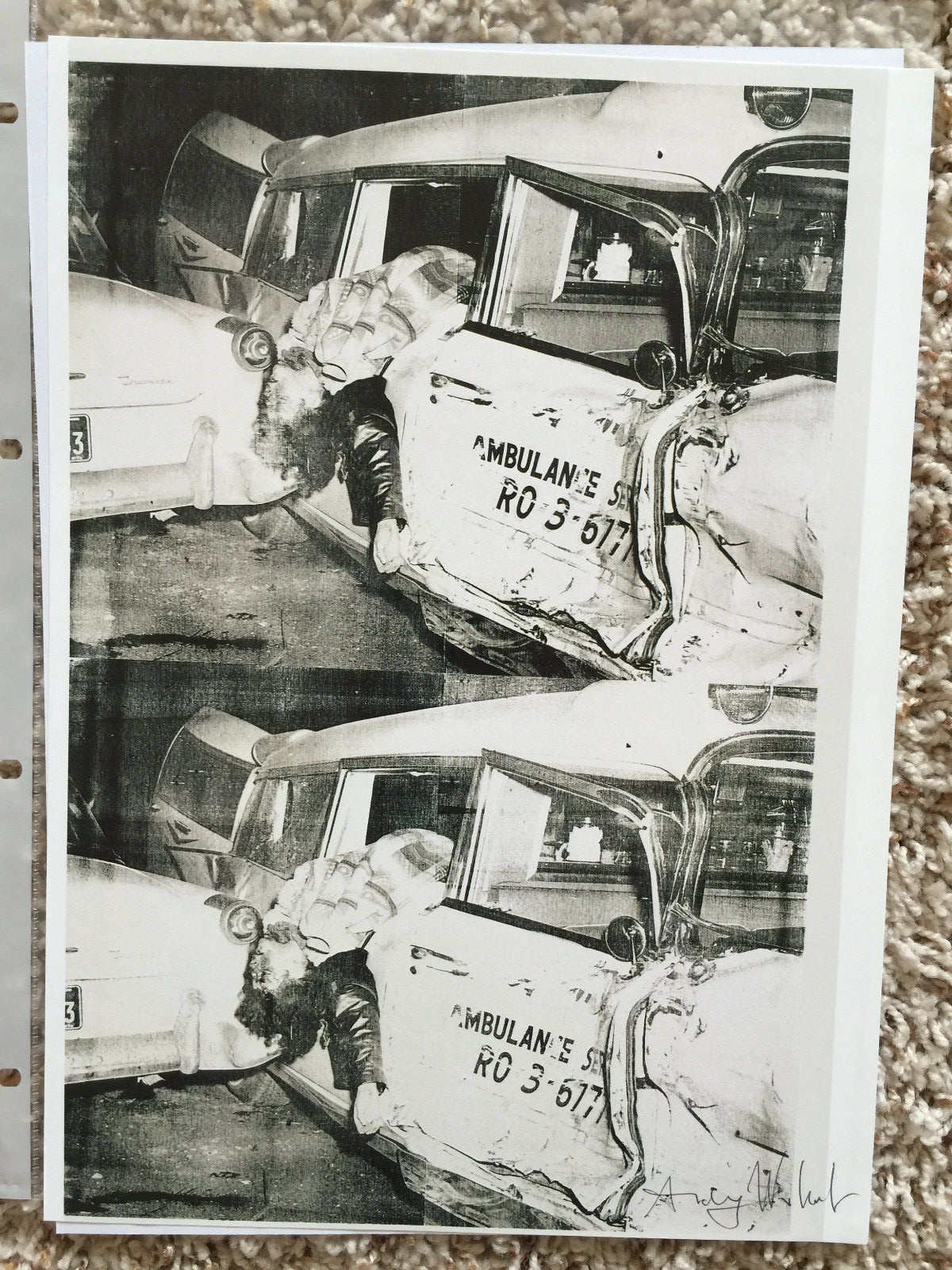 Andy Warhol, signed print, «Ambulance Disaster, 1986 – COA