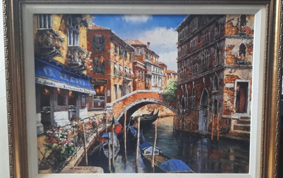 SAM PARK «Venetian Vista» Signed Numbered Limited Edition Giclee Canvass Framed