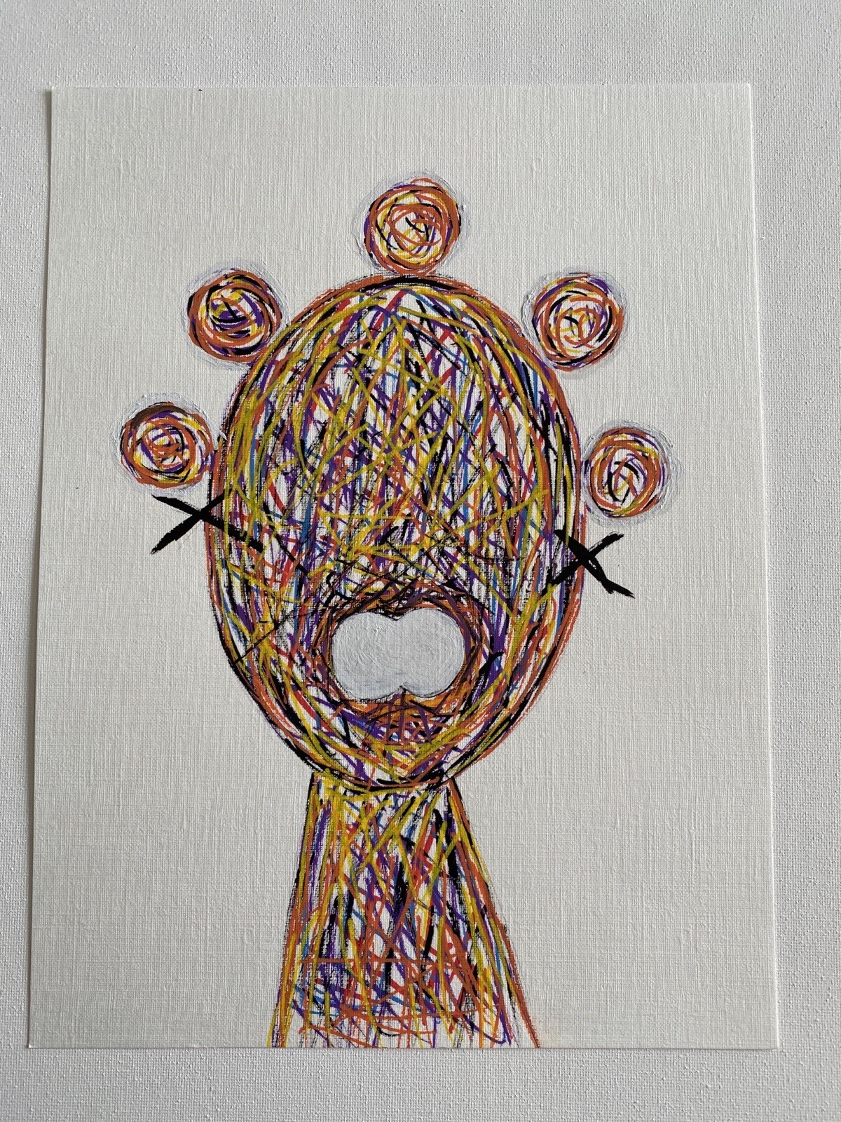 Acrylic Original Painting On Canvas Paper 9X12 Multi Color Art