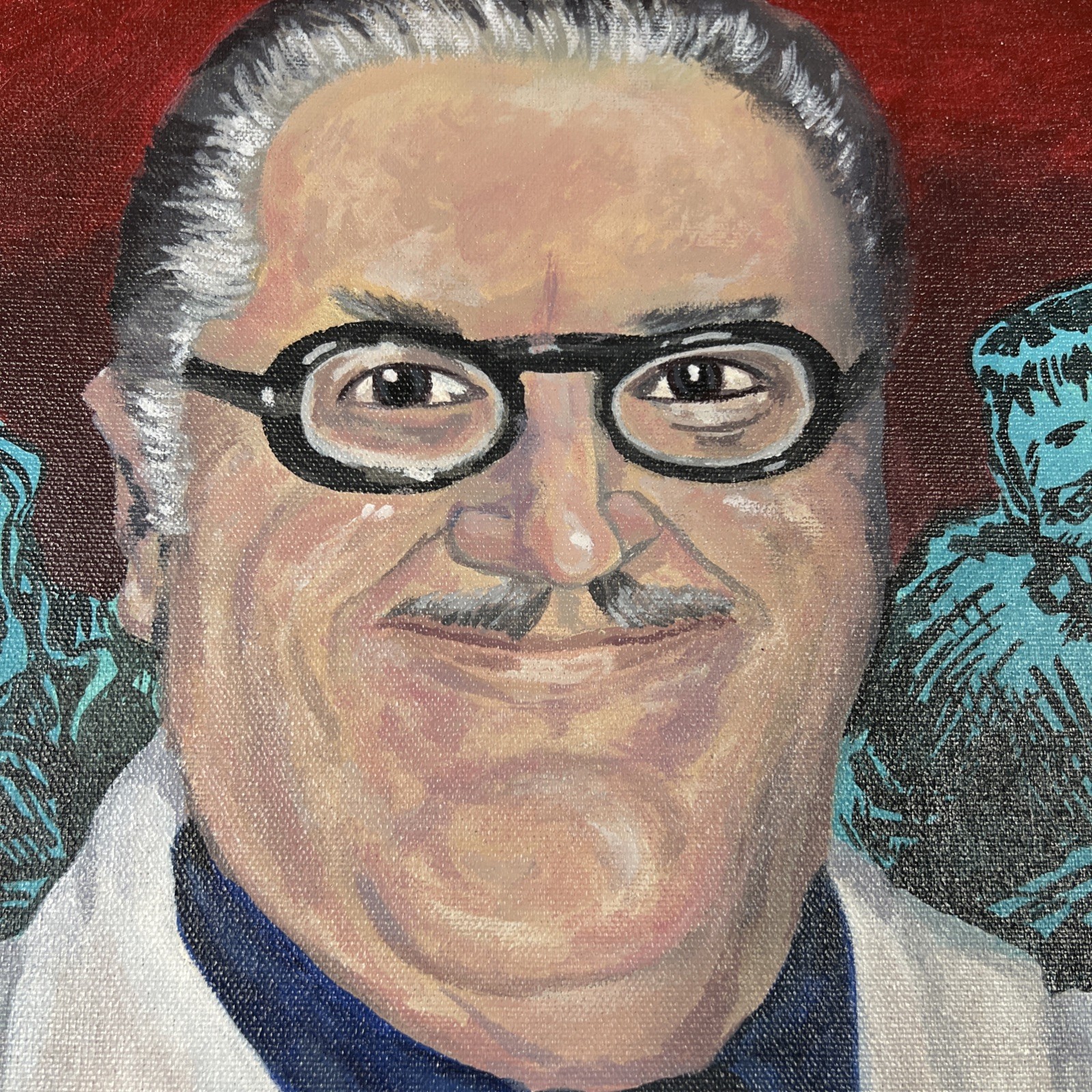 forrest j ackerman Decades Of Horror Oil Painting By Ron Chamberlain 1991 24×18