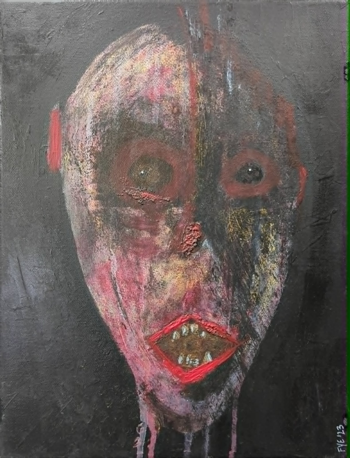 Original Dark Gothic Portrait Painting 11×14 «Eclipse of Hope» Wall Art