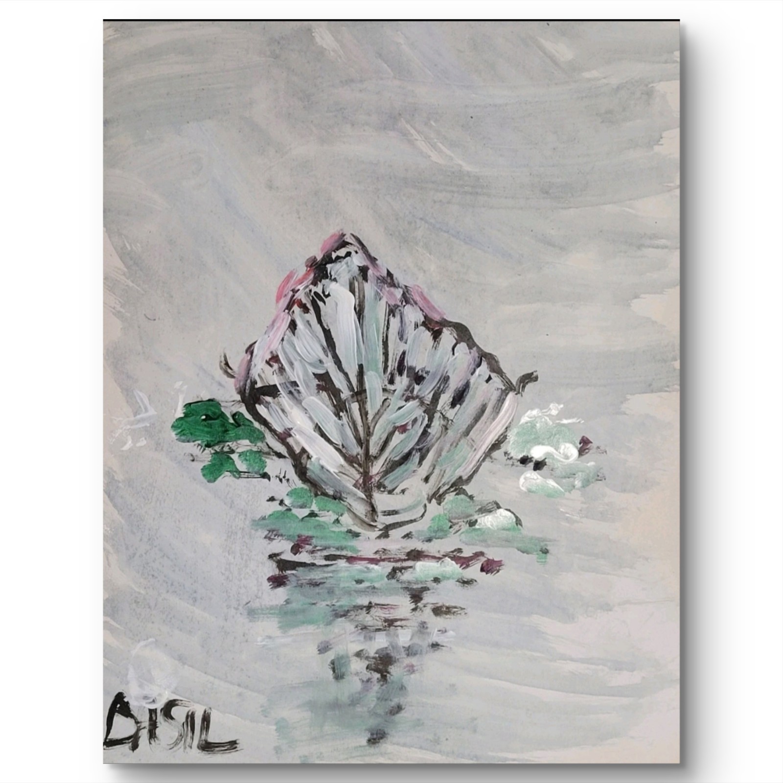 Abstract Expressionist Original Painting Canvas, Boat In Water
