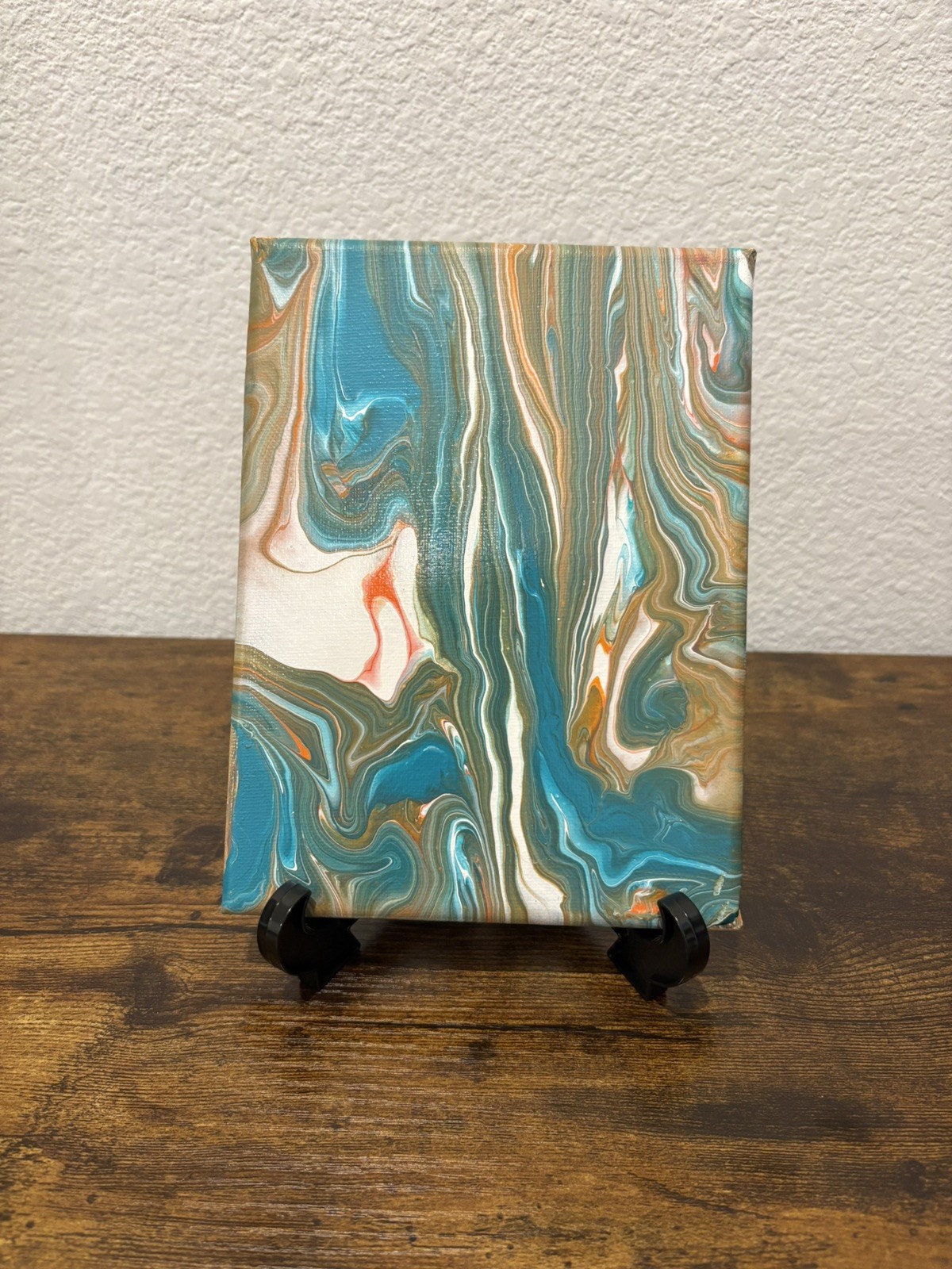 The Meeting of Waters 8×6 – one of a kind acrylic pour – blind artist made