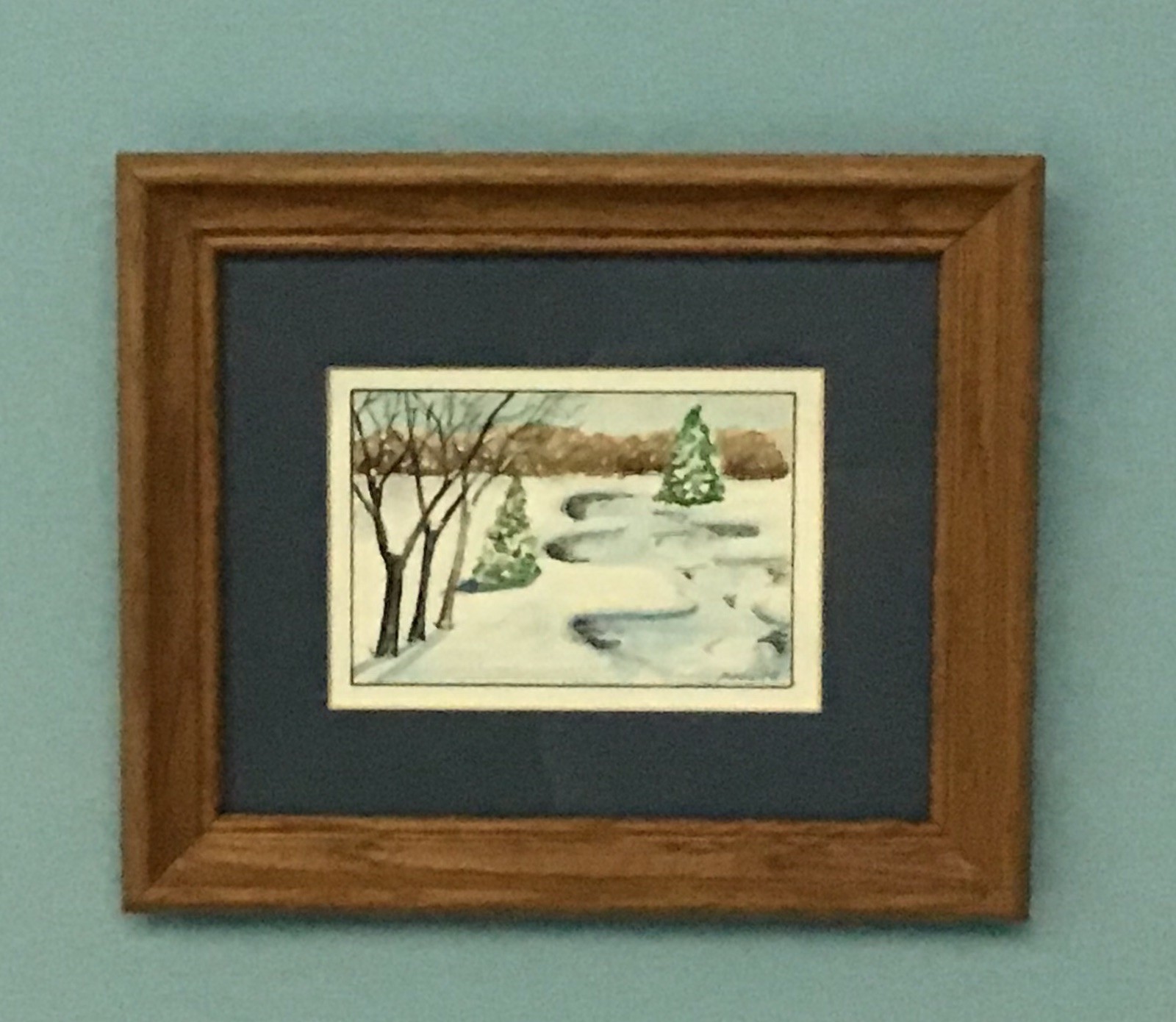 Vintage Original Water Color Art On Thick Paper Signed Moreland ‘91 Winter Scene
