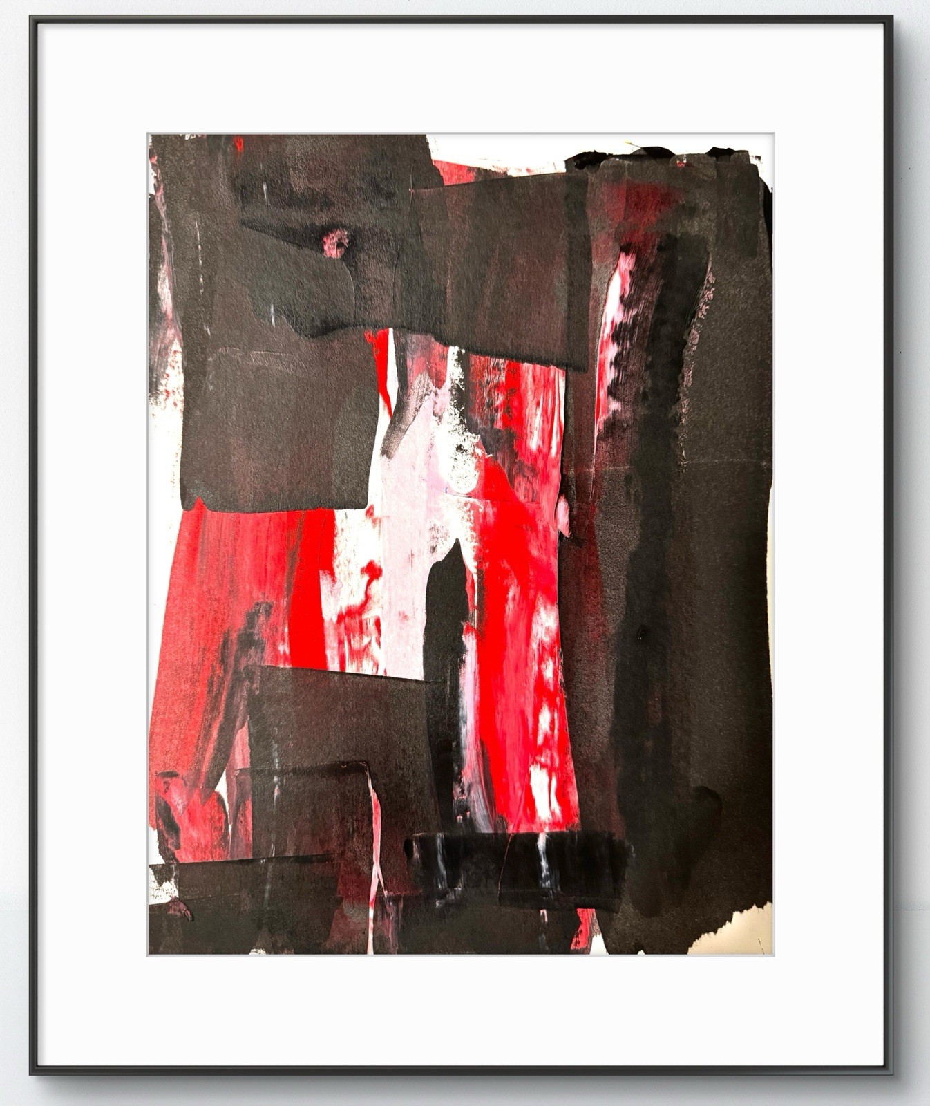 Original Abstract Expressionism 9×12 Study Black and Red Handmade Unique Signed