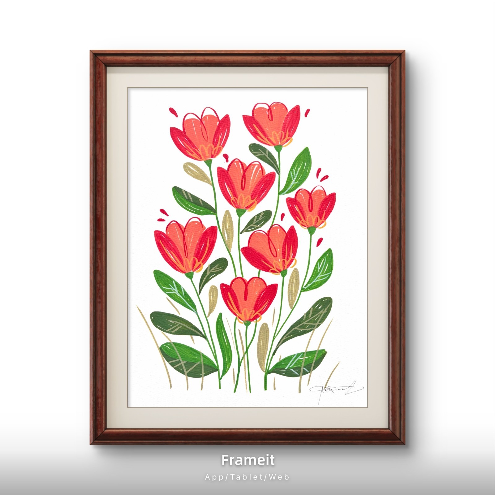 Original Joyful Tulips Painting By Alannah Dyer Acrylic 9×12 in Beautiful Floral