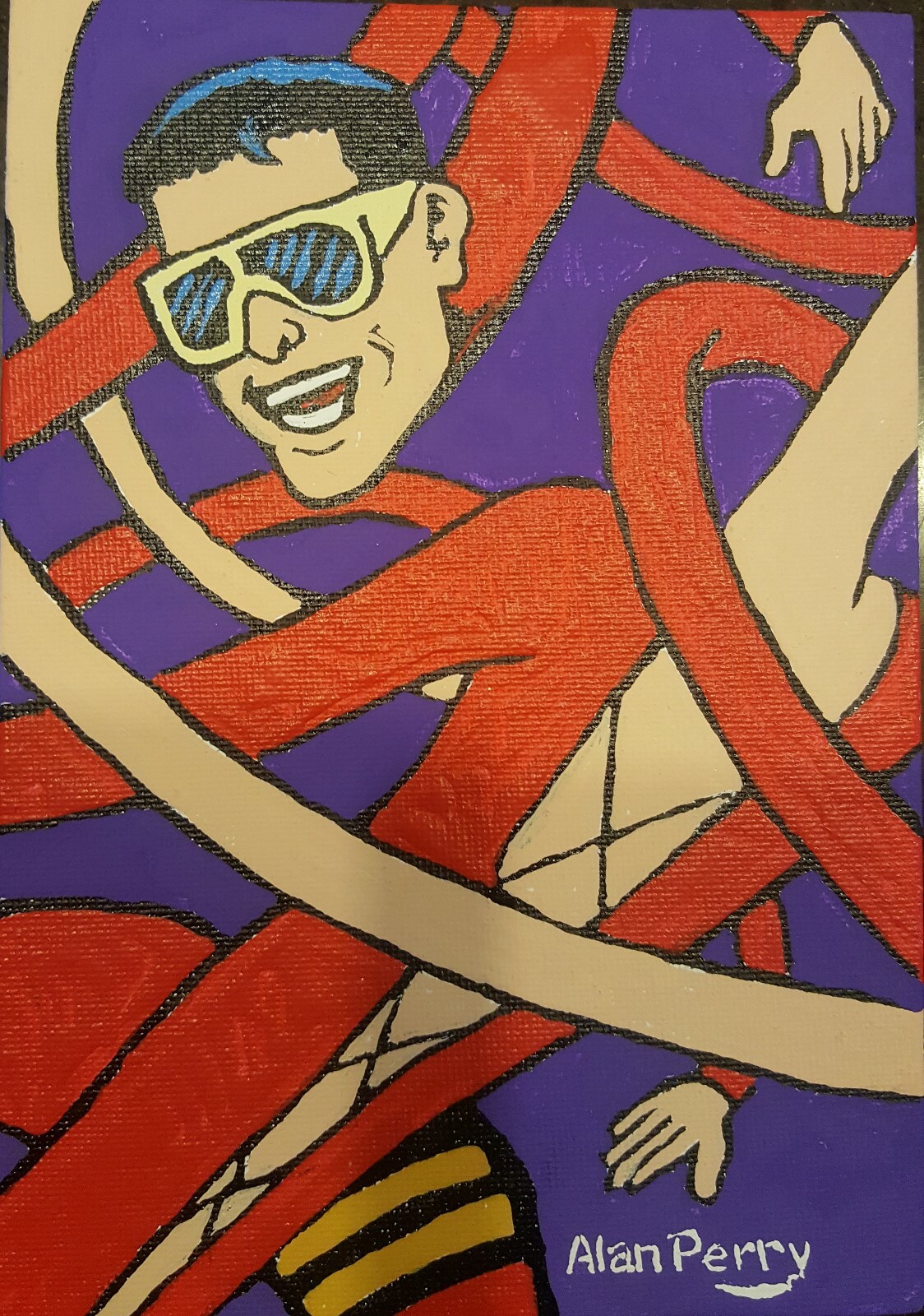 Plastic Man, DC Superhero, Original 5″ x 7″ Acrylic Painting