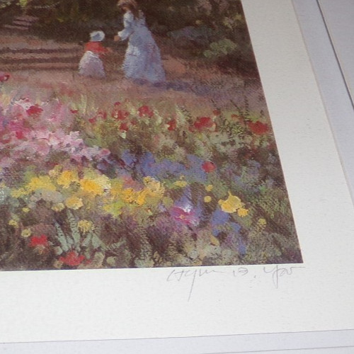 Hyun Bo Yoo «Mother & Child in Flower Garden» Framed Print Limited Ed. Signed