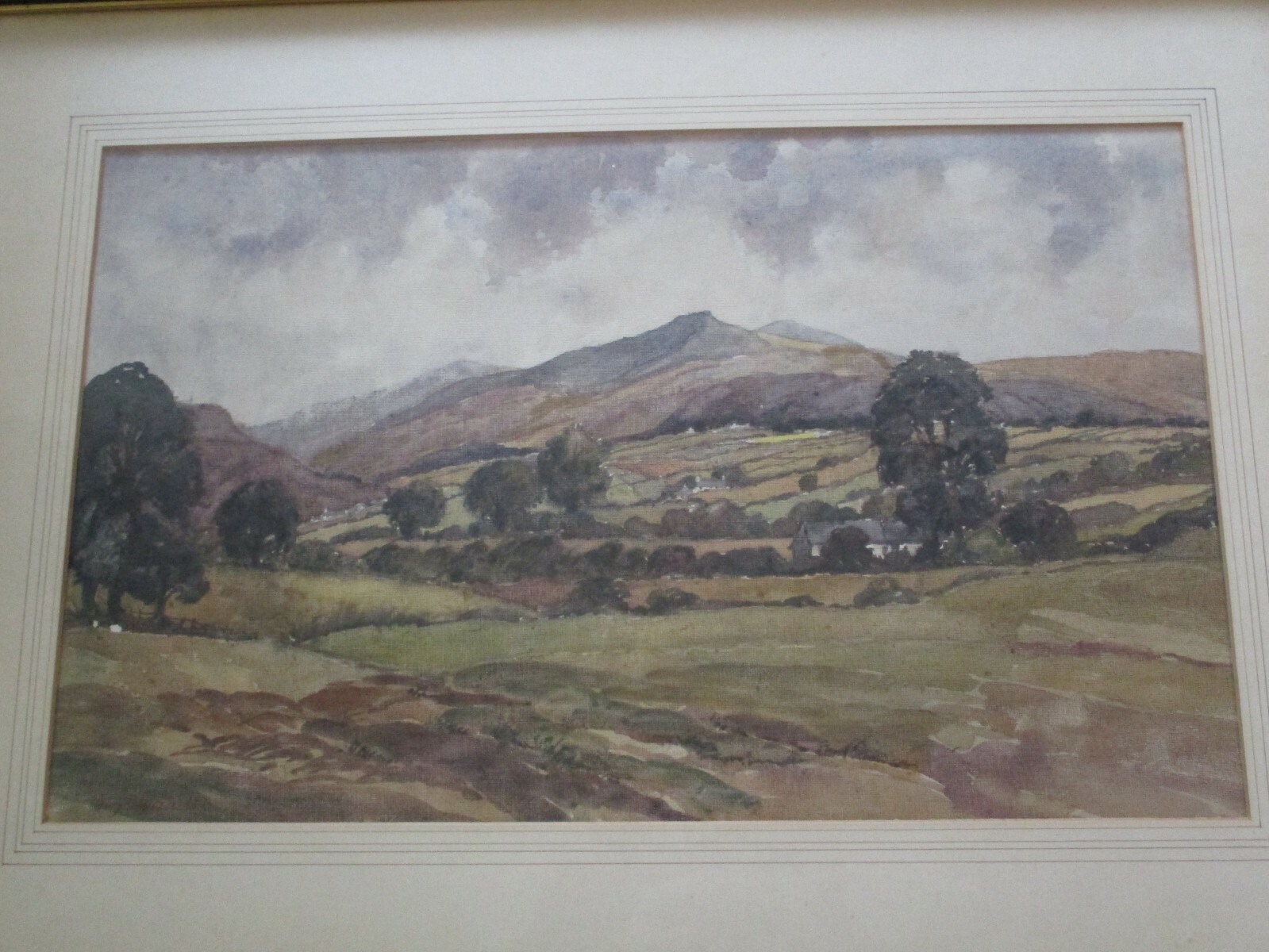 ANTIQUE VINTAGE IMPRESSIONIST LANDSCAPE PAINTING ROLLING HILLS MOUNTAIN TOWN