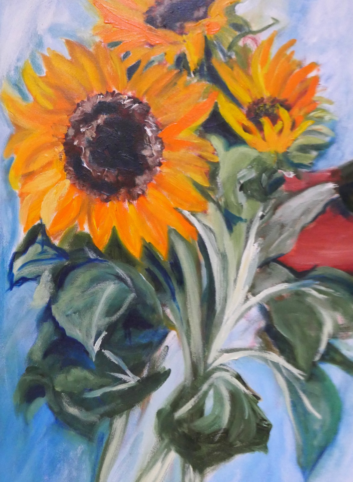 Georgene Campion Untitled, Sunflower Flower vase Oil on canvas 31 x25 Framed