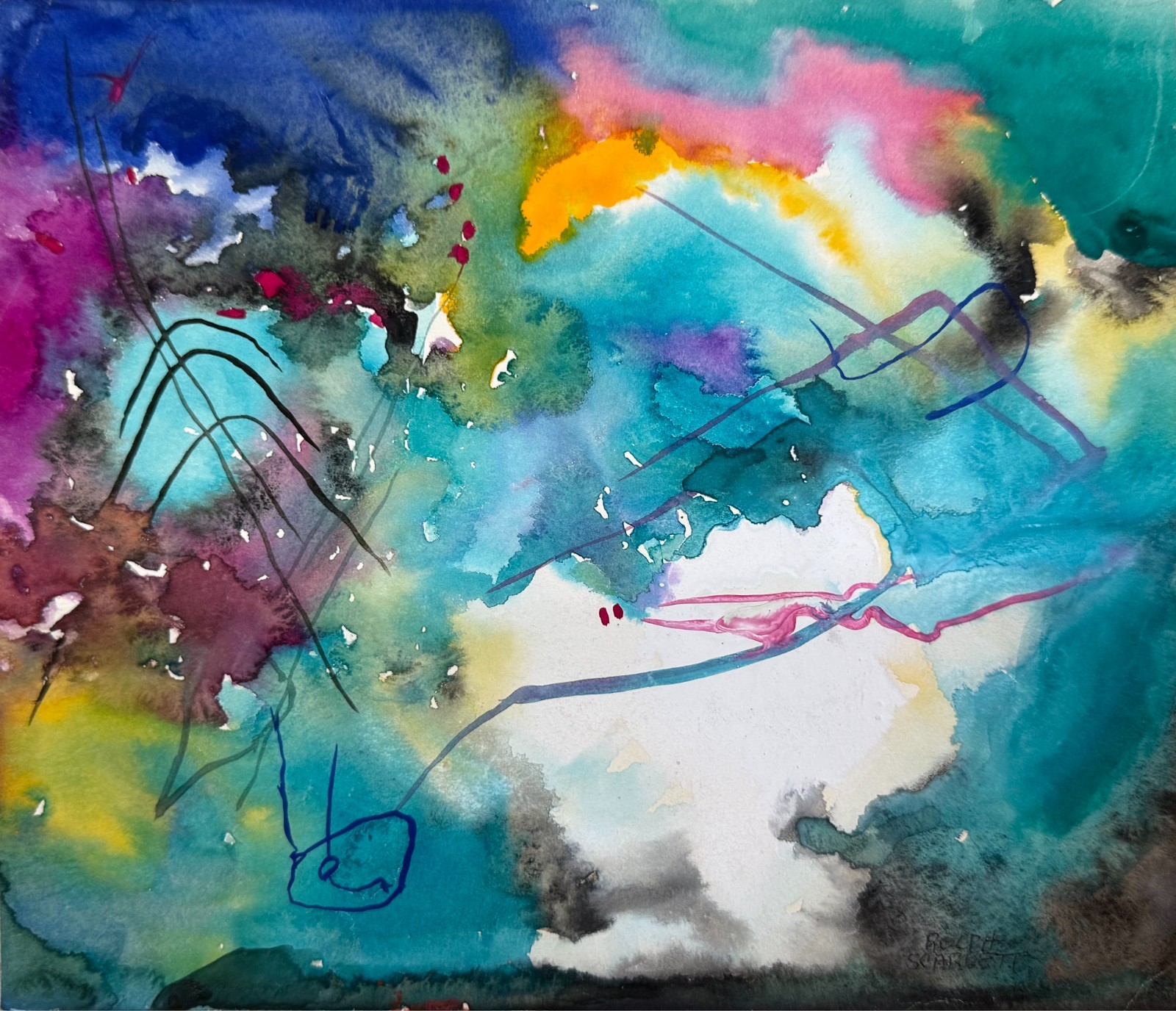 Rolph Scarlett (1889-1984) Gouache on Paper Abstract Modernist Painting