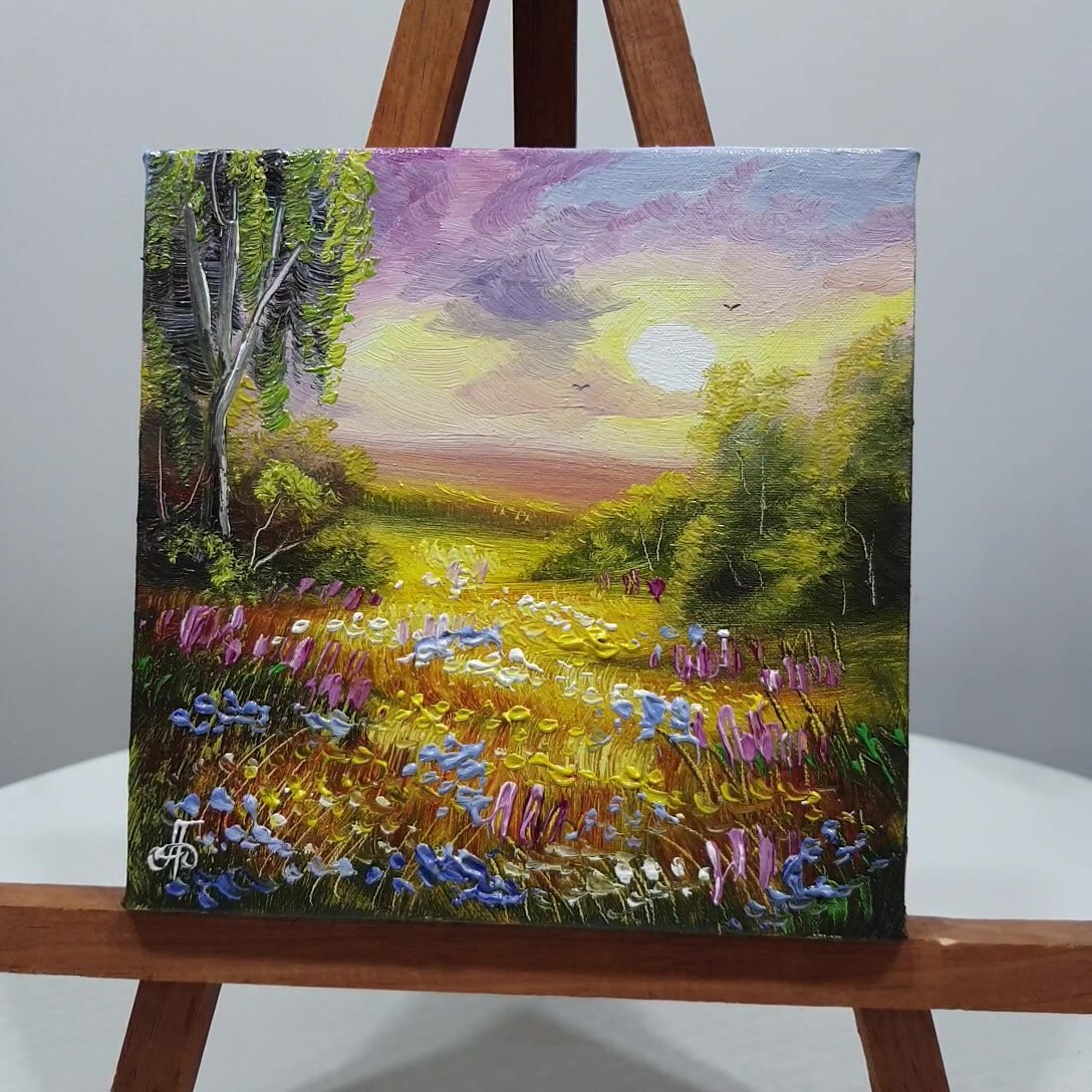 Landscape Original Hand Painted Home Decor Wall Art Gift Summer Ukrainian Artist