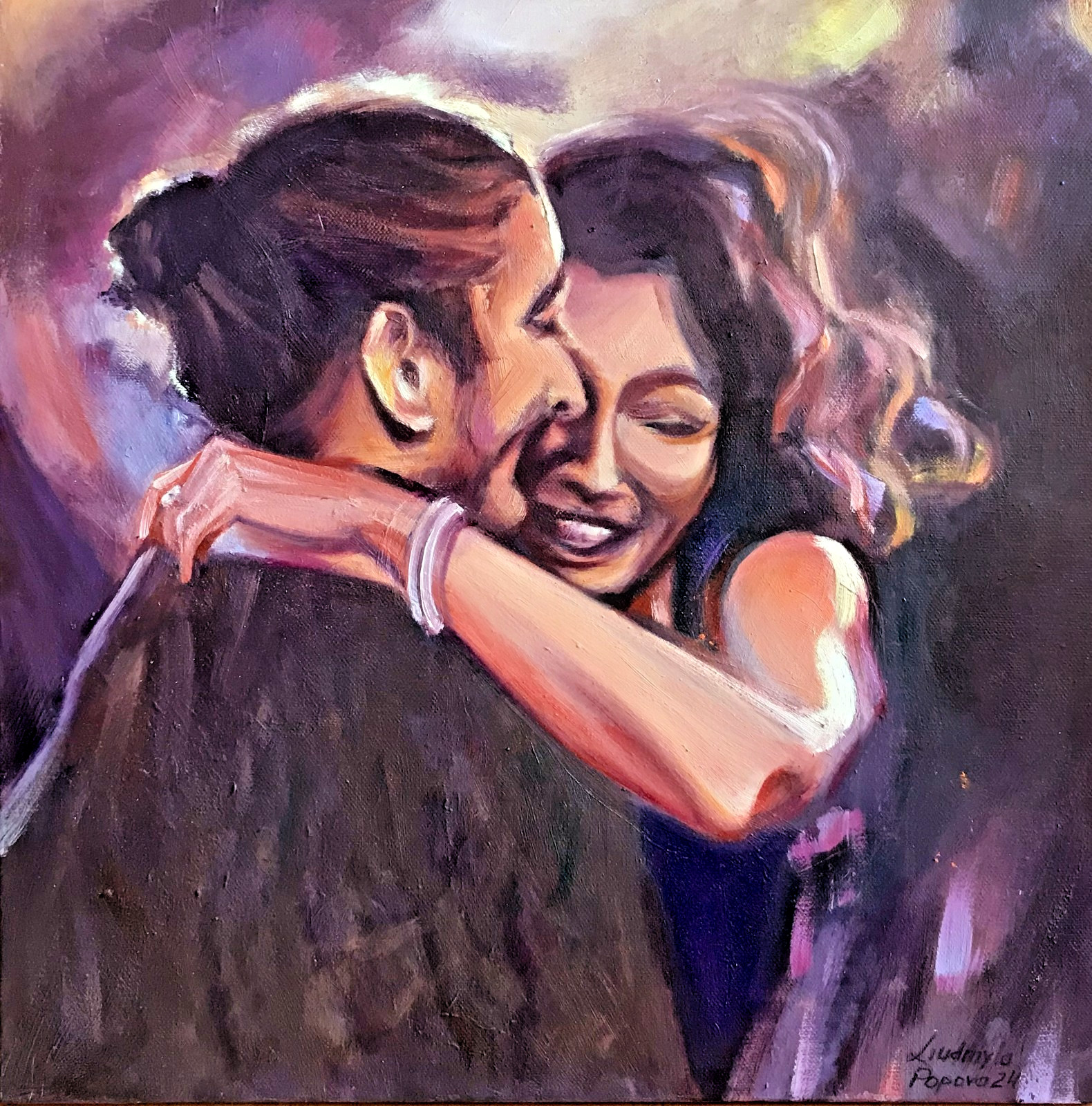 art 464 original oil painting 19.7×19.7 in (50×50 cm) Tango Dance Impressionism