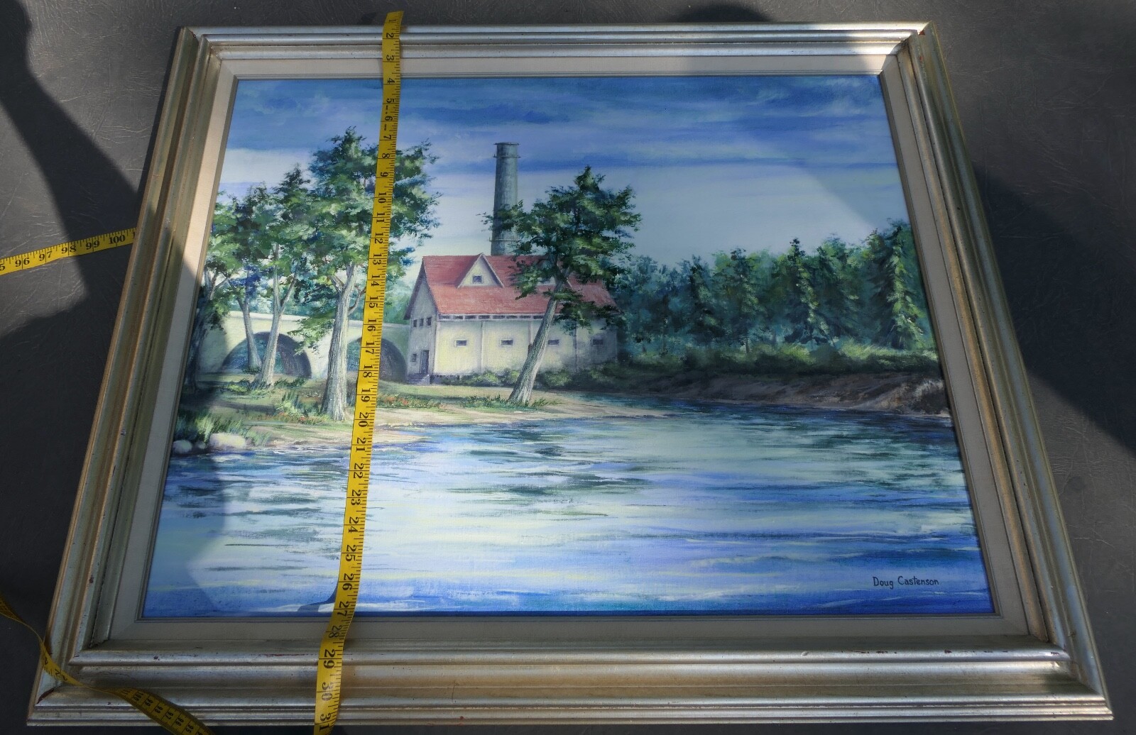 ARTIST SIGNED DOUG CASTENSON OIL PAINTING UNITED STATES MIDWEST WATERMILL