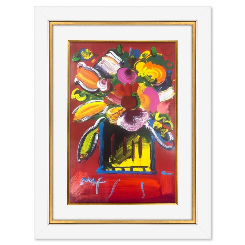 Peter Max «Flowers 2″ Framed Acrylic Mixed Media (48.5″ x 36.5») Hand Signed