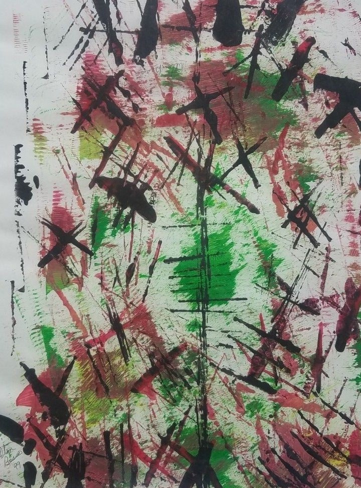 1999 Abstract Watercolor on Paper Signed Illegibly