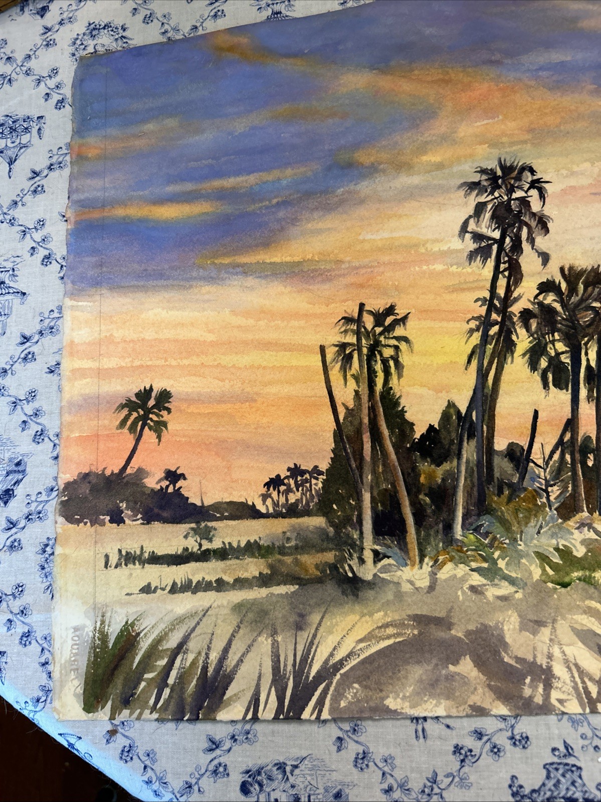 Florida Beach Impressionistic Watercolor By Virginia Chen (unsigned) (444)