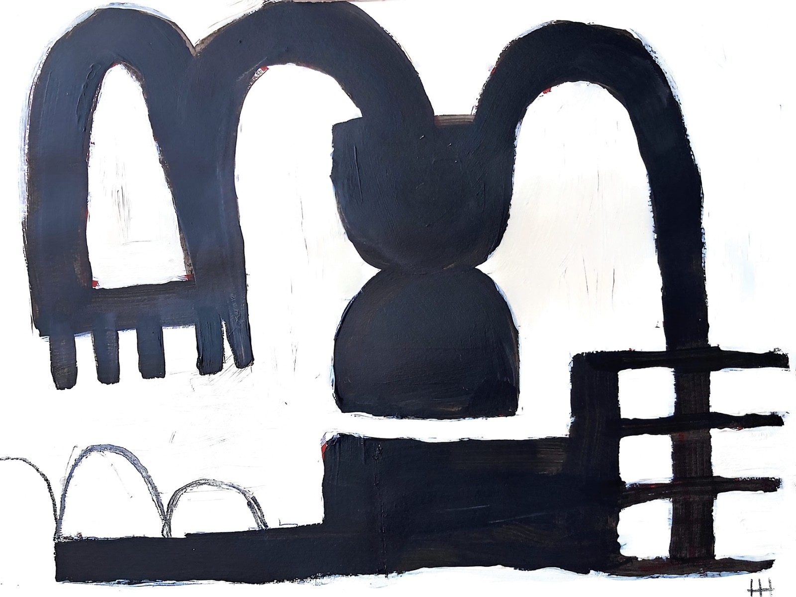 Original Abstract 9×12 Black+White Painting on Paper Wall Art, Holly Hammond