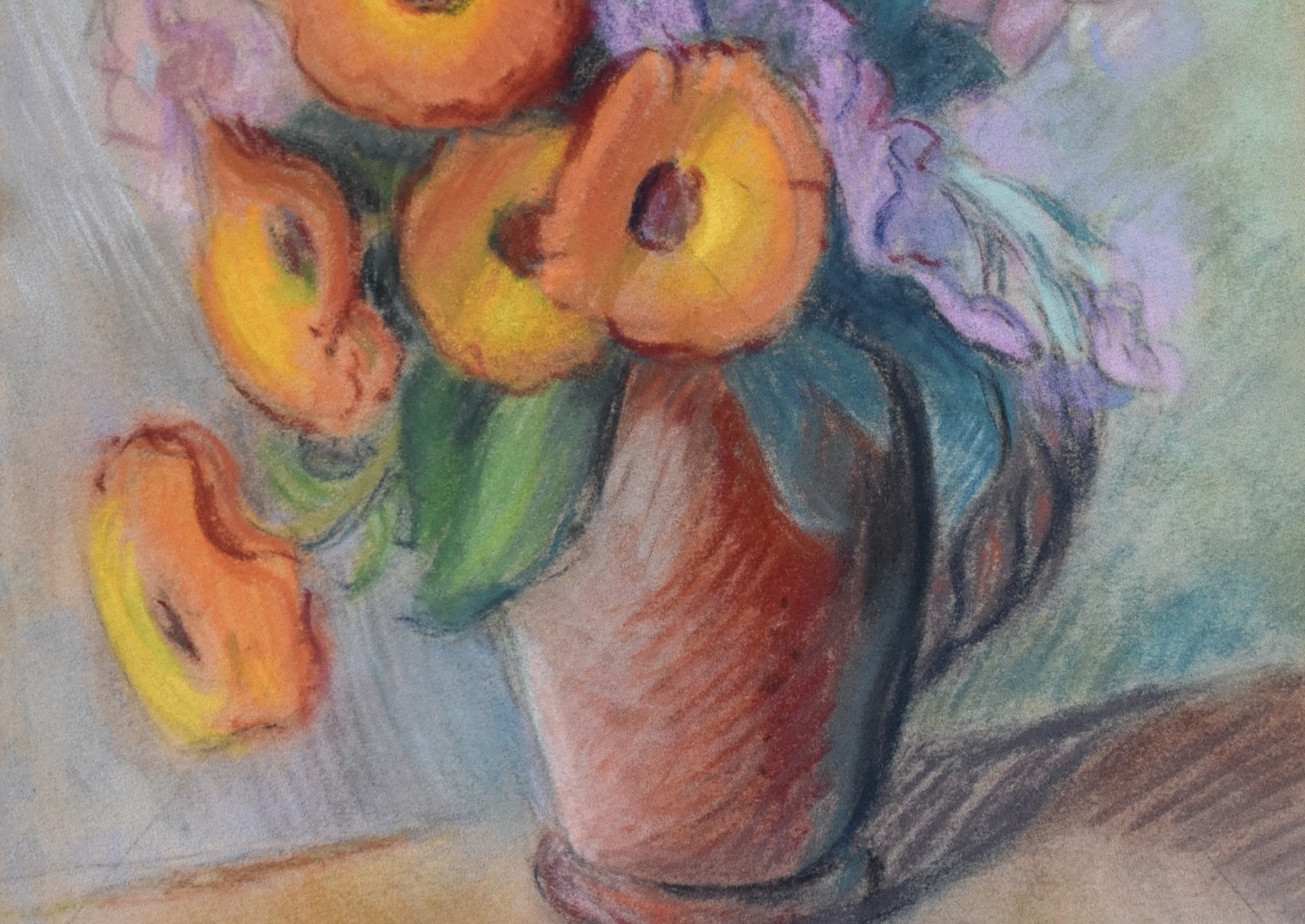 1950s French Pastel Floral Still Life Claire Demartinecourt Salon Independants