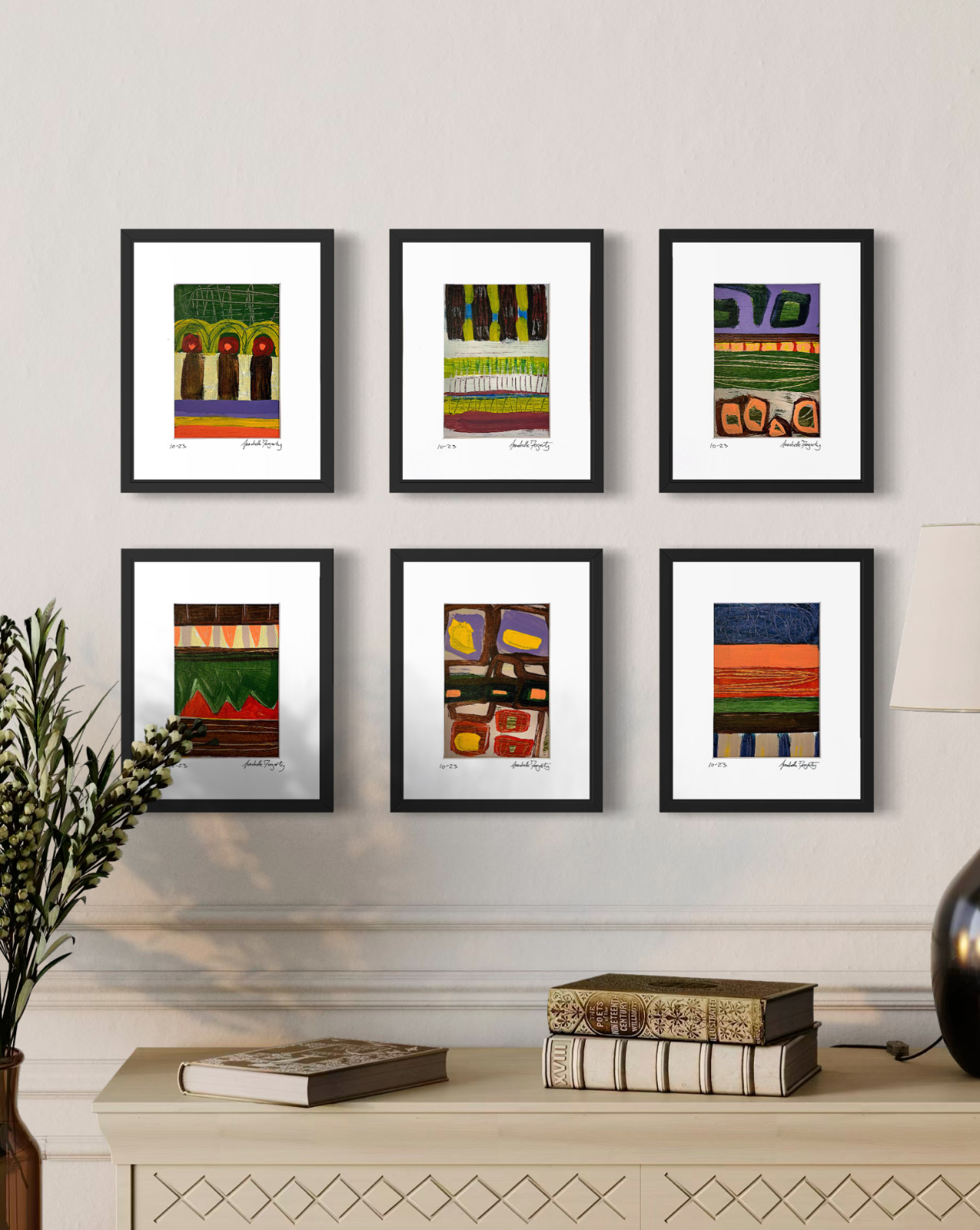 Set Of 6 Original Still Life Collage 8×10 Matted Contemporary Kitchen Wall Art
