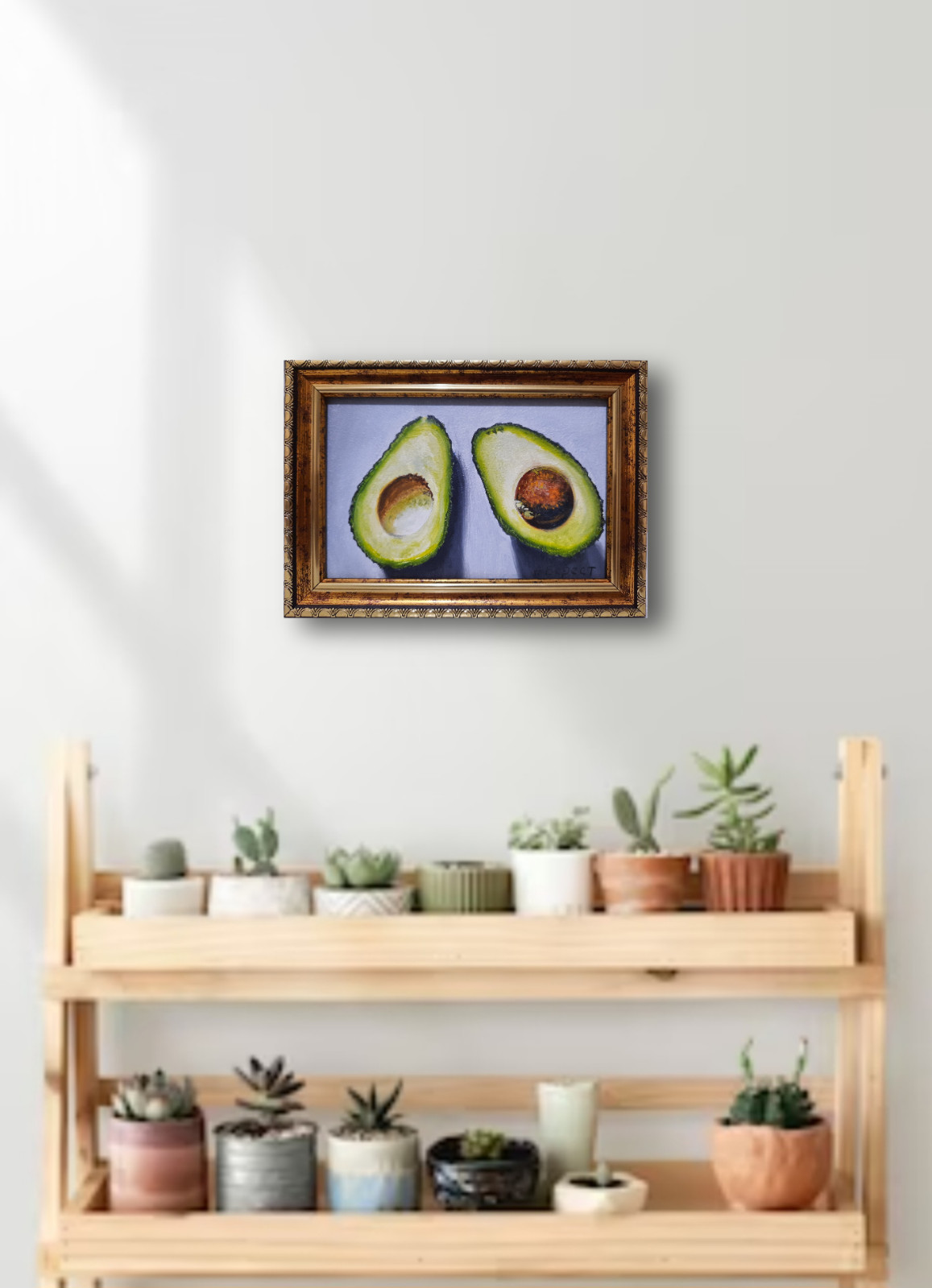 ORIGINAL Oil Painting HANDMADE Miniature Avocado Contemporary Wall Art Realism