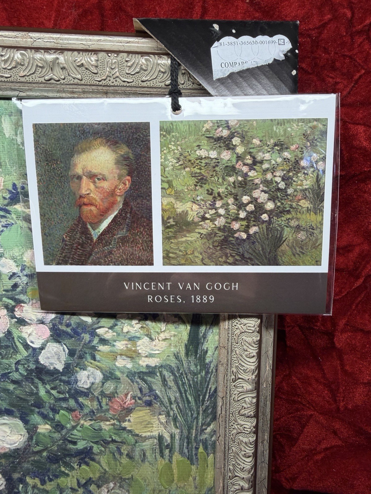 Roses by Vincent Van Gogh Vintage Style 14” X14” Framed Art Painting New
