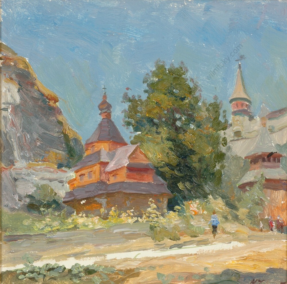 Mikola Chulko (1947-2014) «Old Monastery», Oil Painting, 1970s (m)