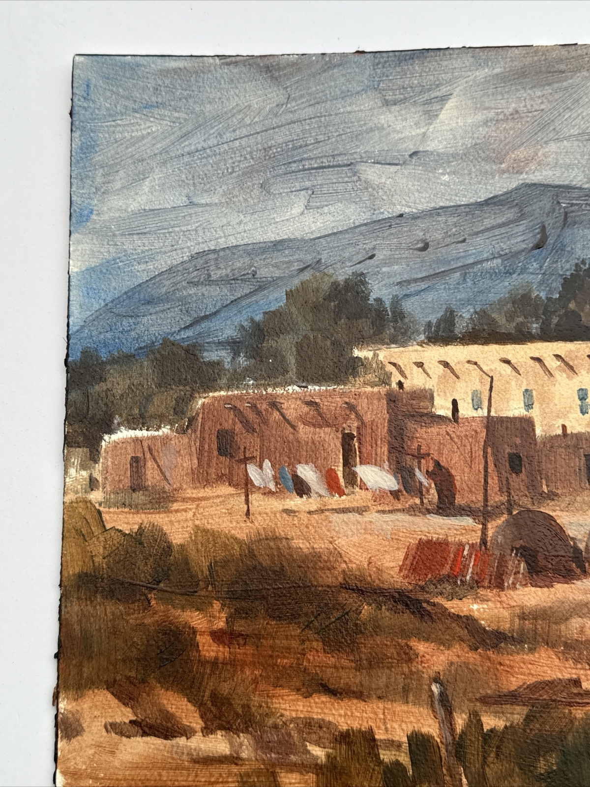 DON BRACKETT PAINTING NEW MEXICO INDIAN HOMES LANDSCAPE LISTED FAMOUS VINTAGE